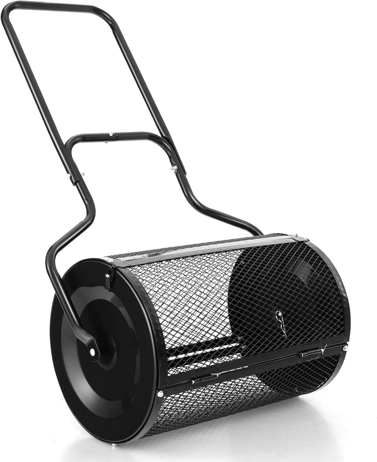 FANTASK Spargitore per compost con manico a U, 75 l, spargilumante da giardino, per fertilizzanti, semi, con cestello a rete