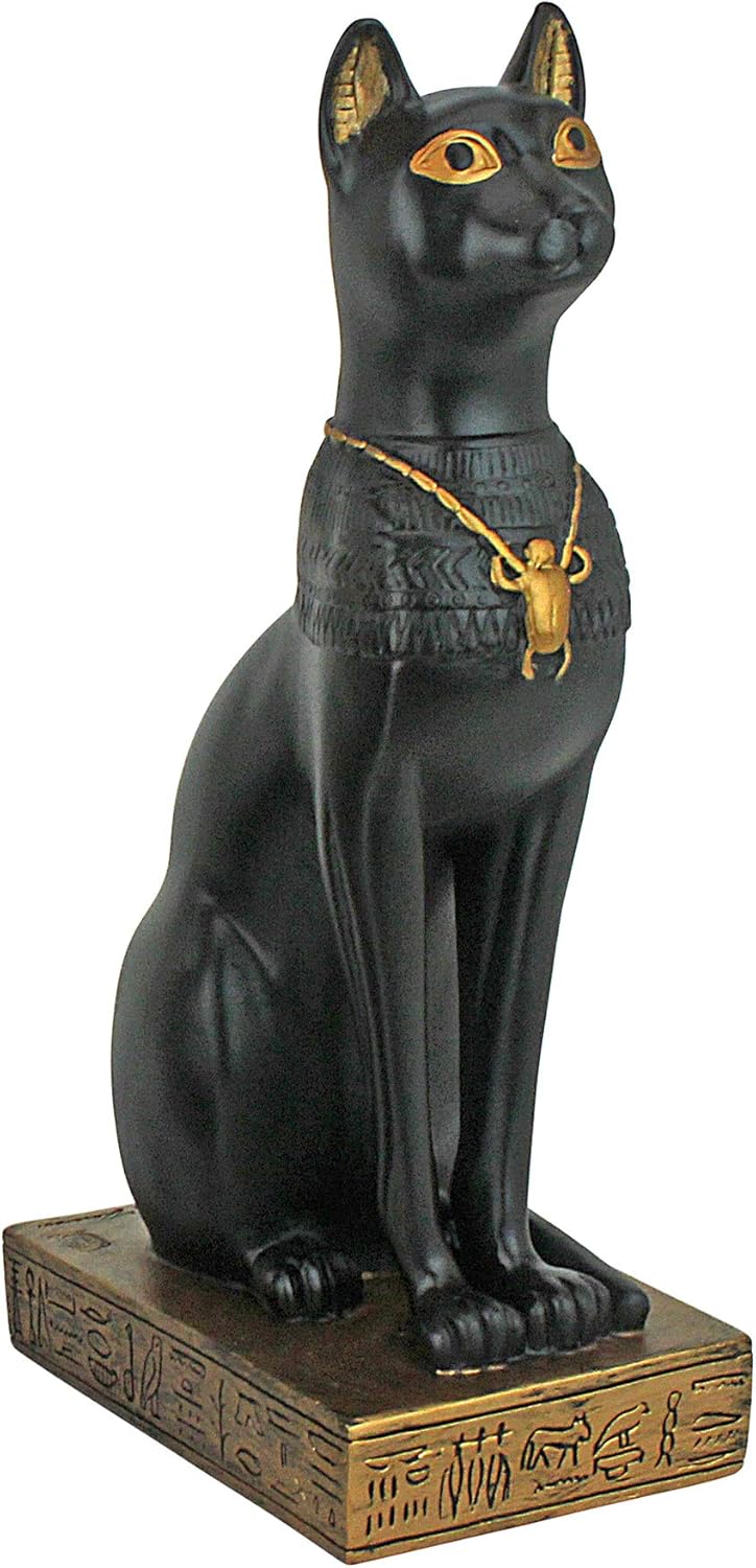 Design Toscano WU67897 Statua di Bastet, Dea Egizia dei Gatti, Nero