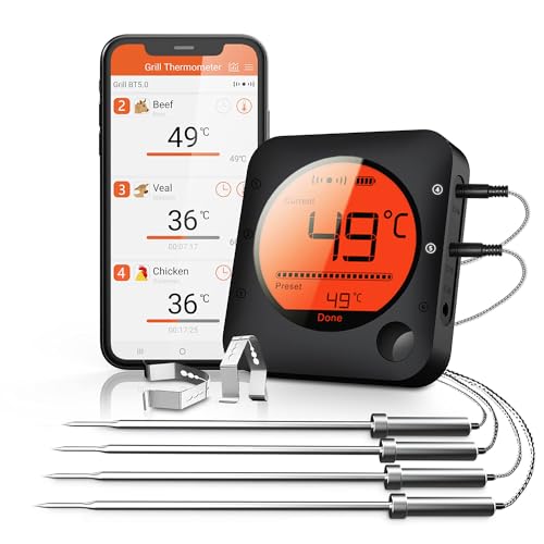 Bfour - Termometro da Cucina Digitale Bluetooth (4 Sonde)