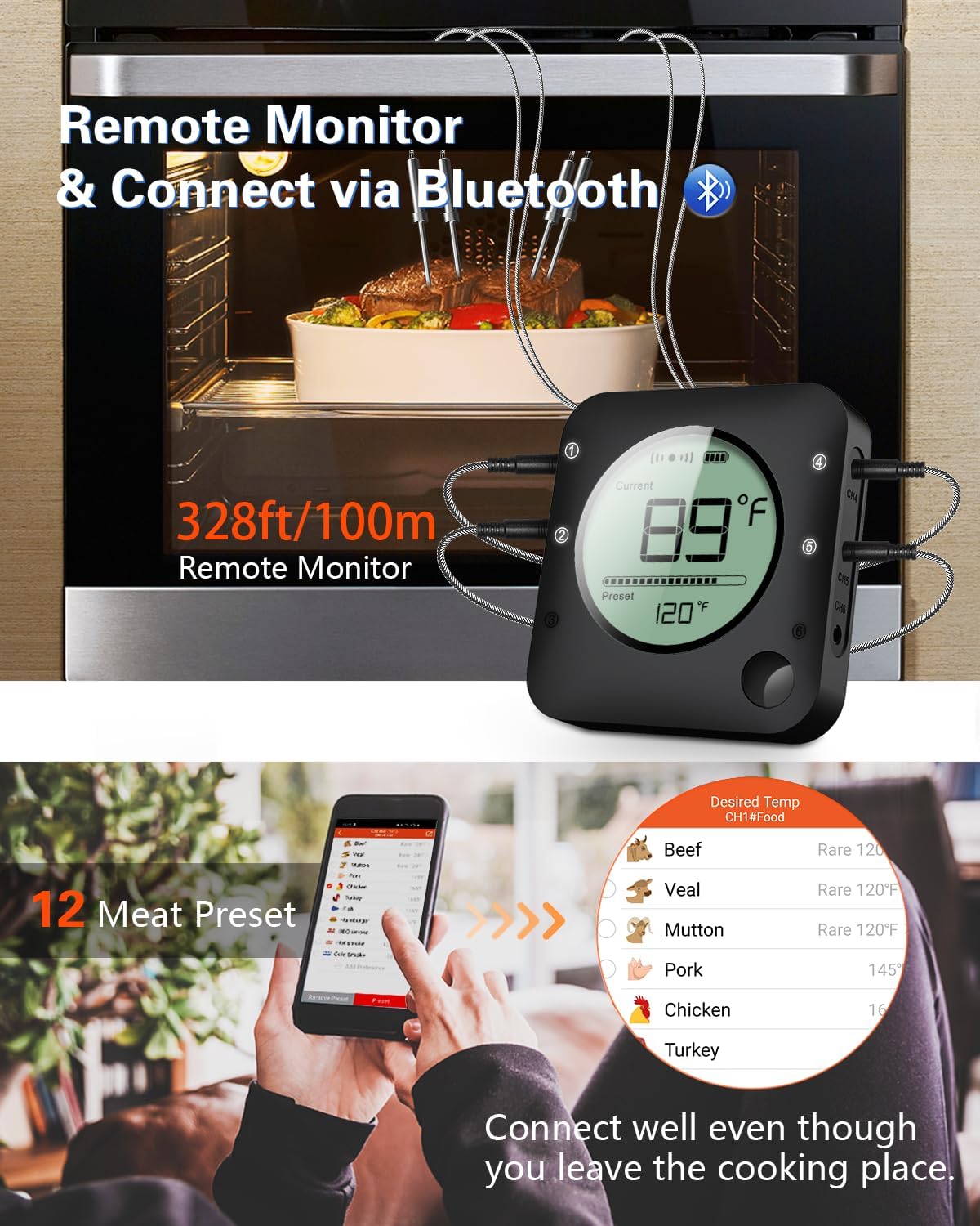 Bfour - Termometro da Cucina Digitale Bluetooth (4 Sonde) - immagine 2