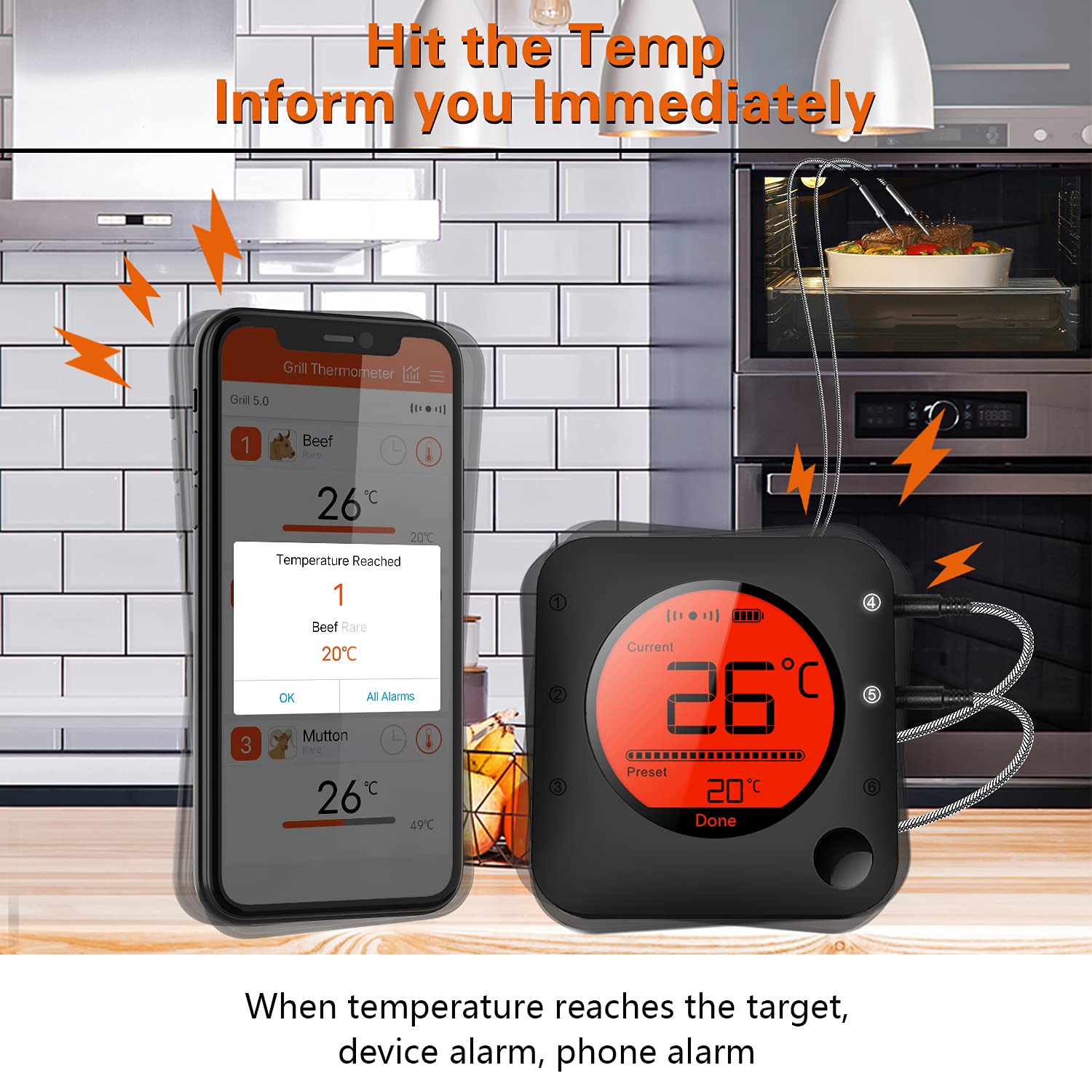 Bfour - Termometro da Cucina Digitale Bluetooth (4 Sonde) - immagine 4