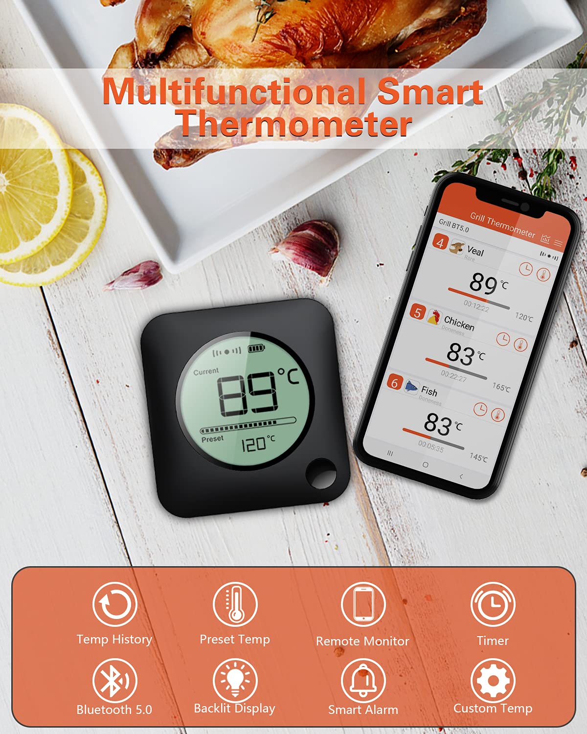 Bfour - Termometro da Cucina Digitale Bluetooth (4 Sonde) - immagine 8