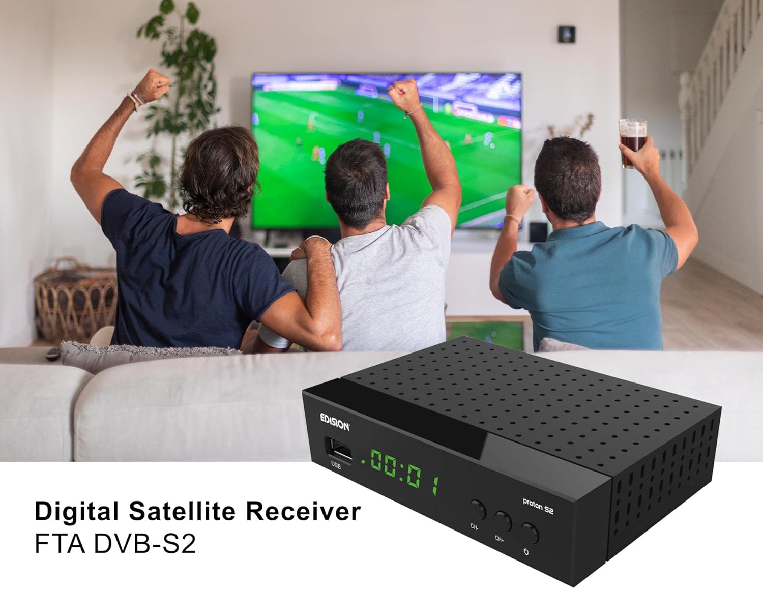 Edision PROTON S2 - Decoder DVB-S2 HD Satellitare, Nero - immagine 2