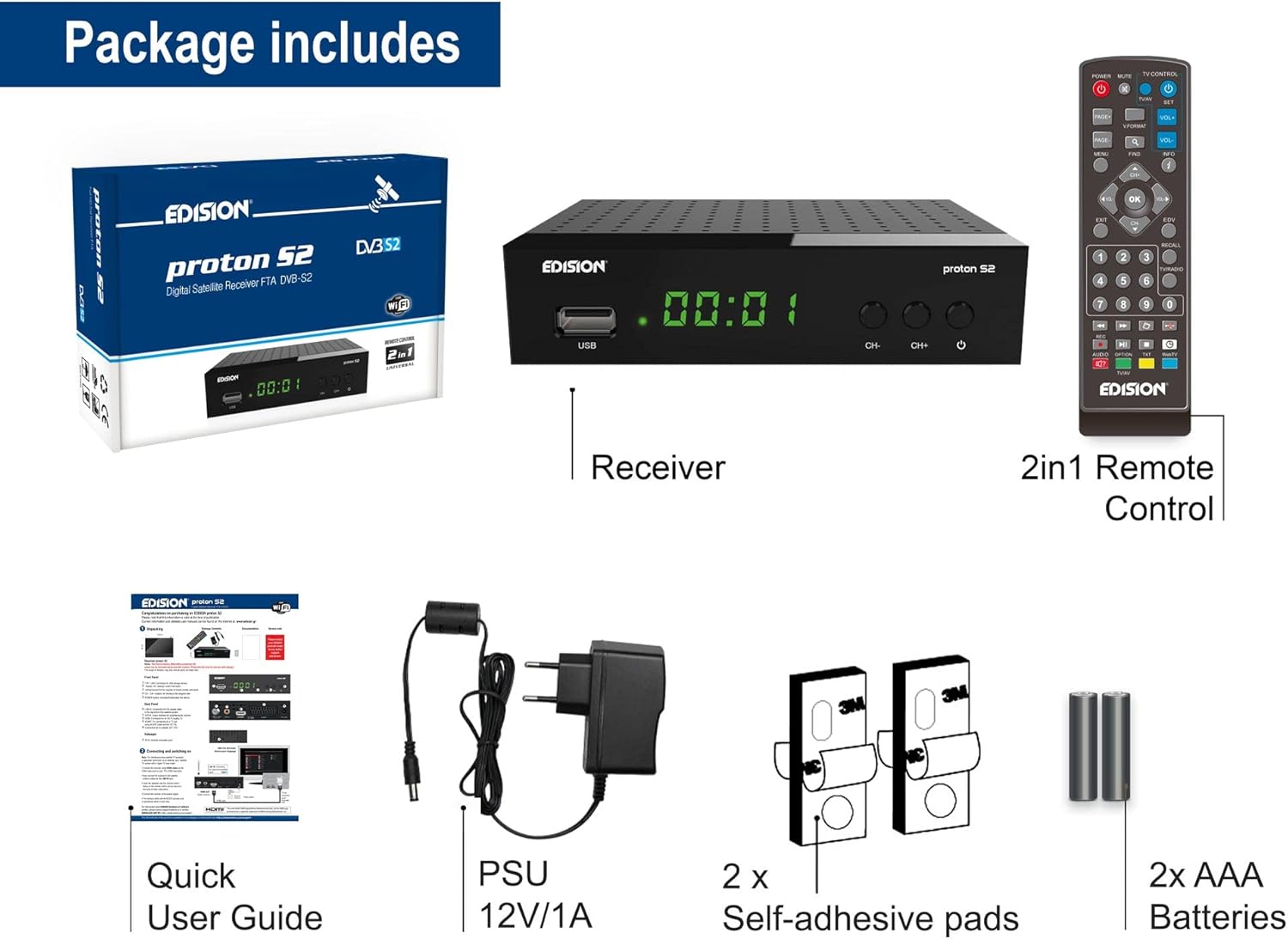 Edision PROTON S2 - Decoder DVB-S2 HD Satellitare, Nero - immagine 6