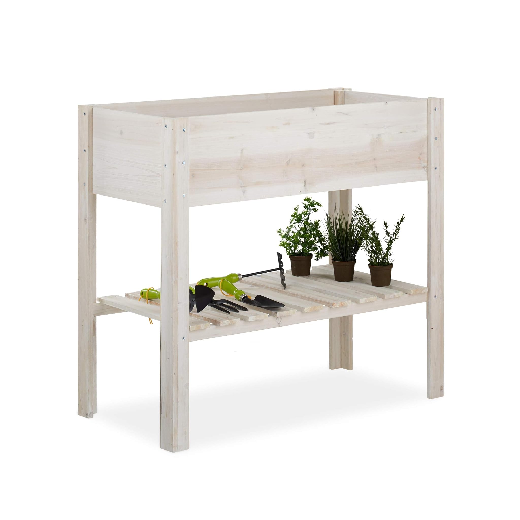 relaxdays Fioriera in Legno 80x88x44 cm, Bianco