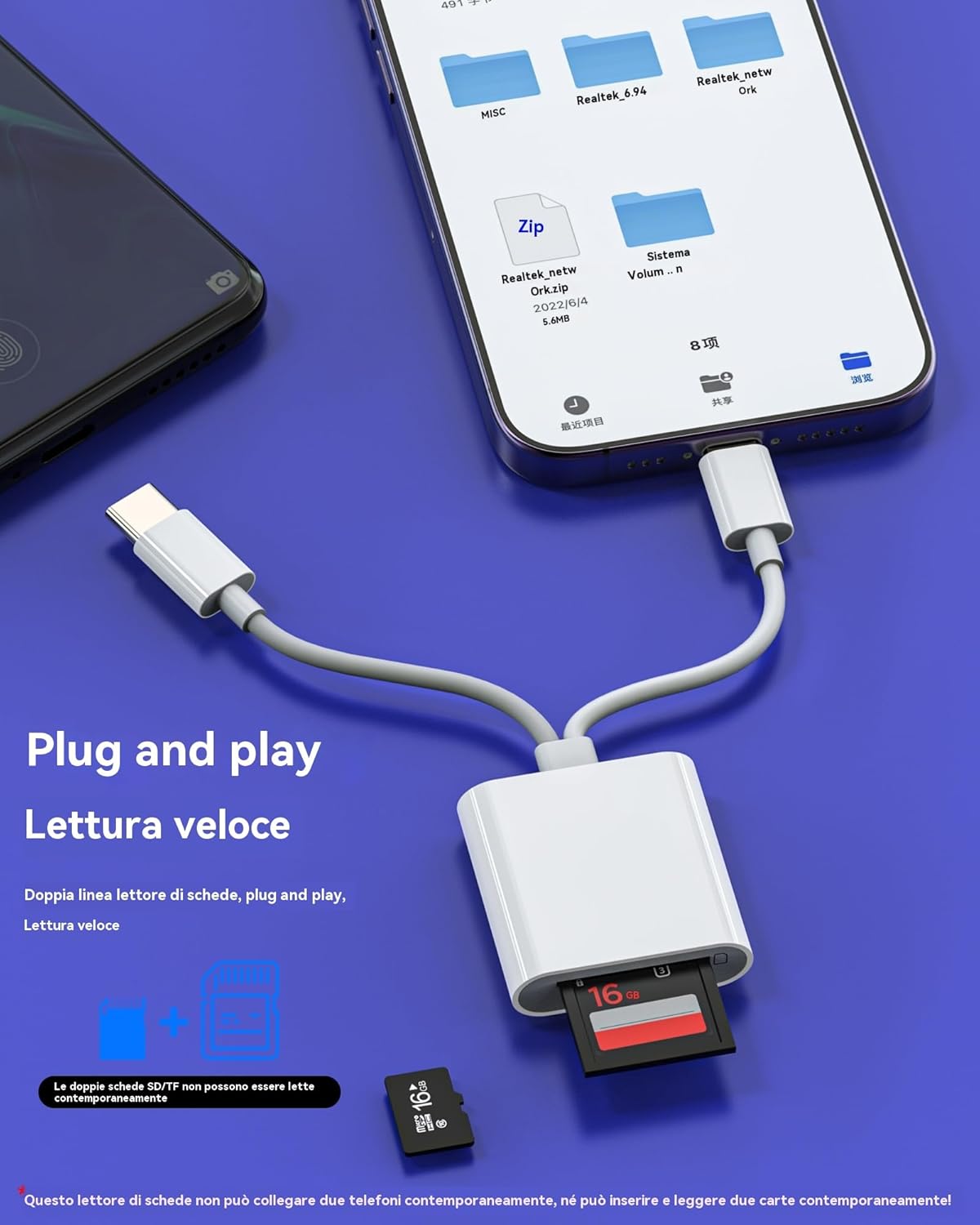 Adattatore USB C e Lightning Lettore Schede SD/Micro SD - immagine 3