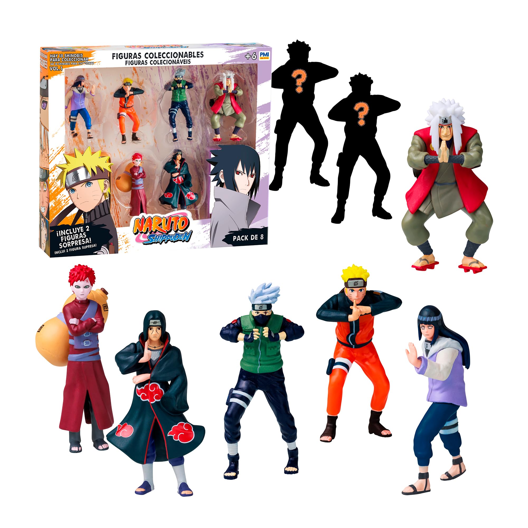 Bizak Naruto - Confezione da 8 figure Deluxe 7 cm