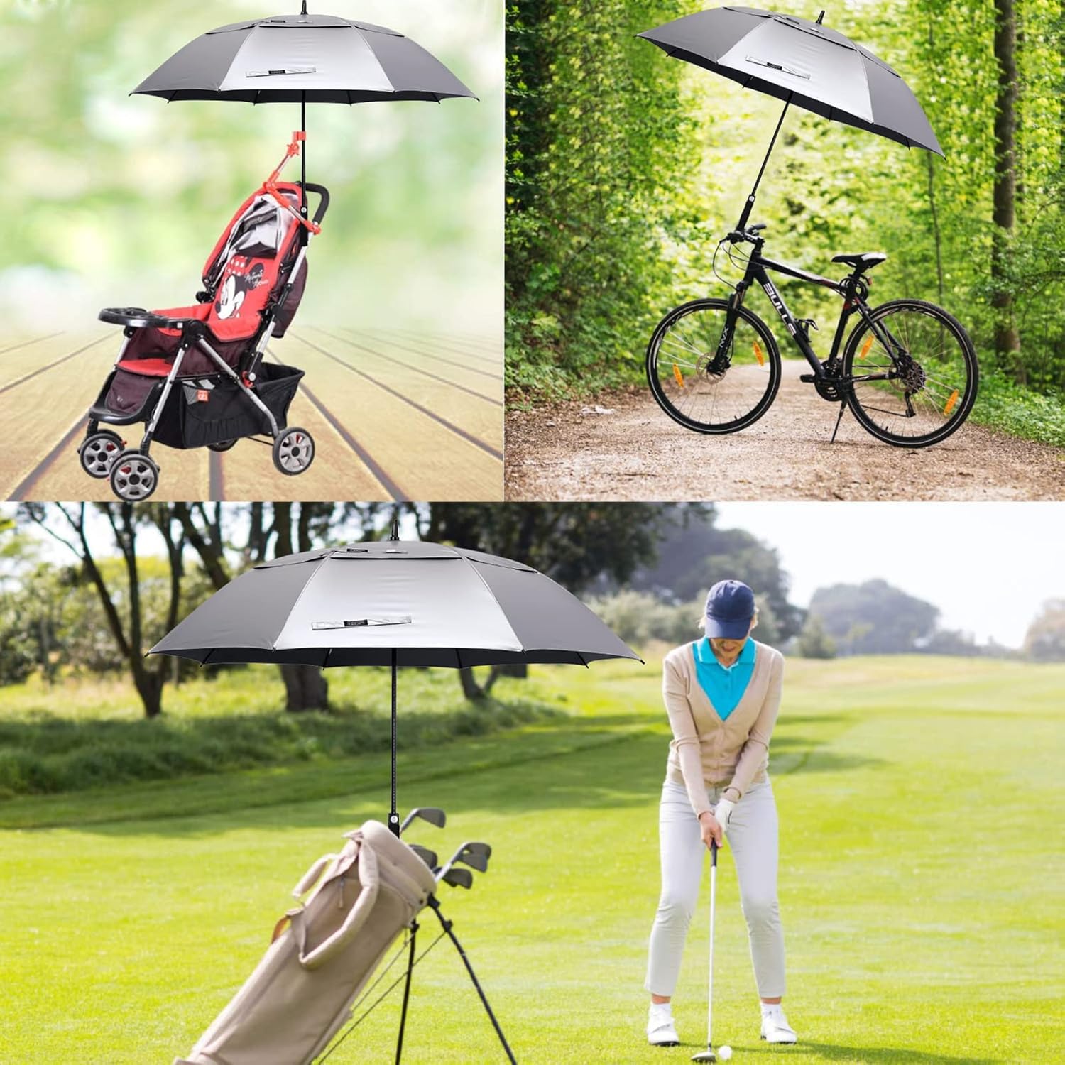 G4free Ombrello da Golf Auto Open Vented Double Canopy - immagine 2