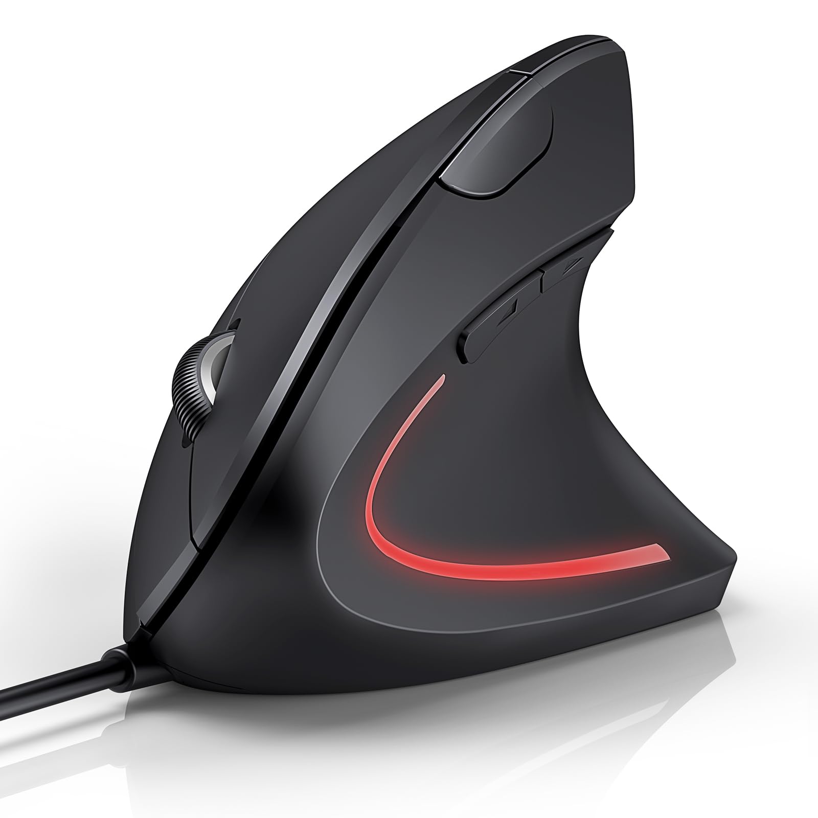 Tecknet Mouse Verticale Cablato Ergonomico 6400 DPI, Nero