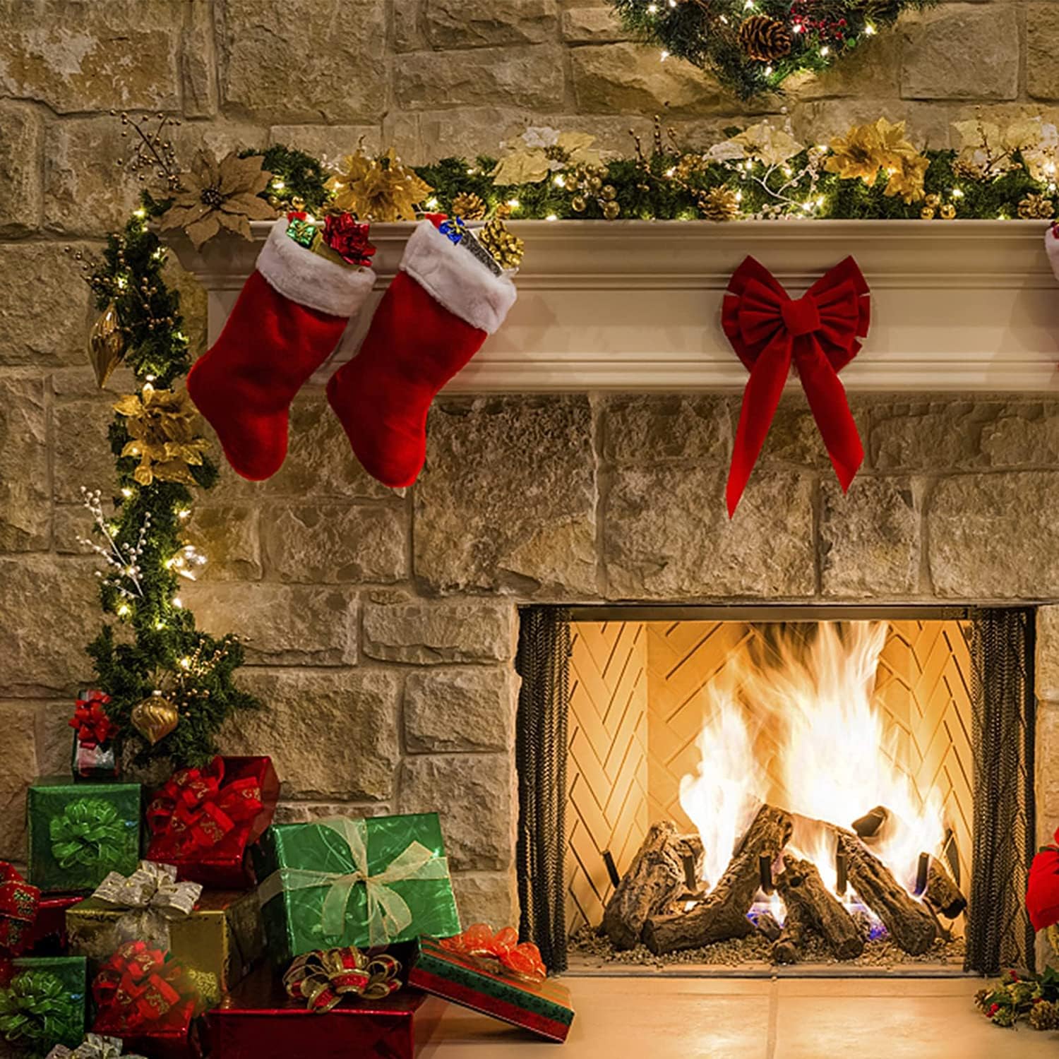 Ghirlanda Natalizia LED 2.7M per Interni ed Esterni, Oro - immagine 5