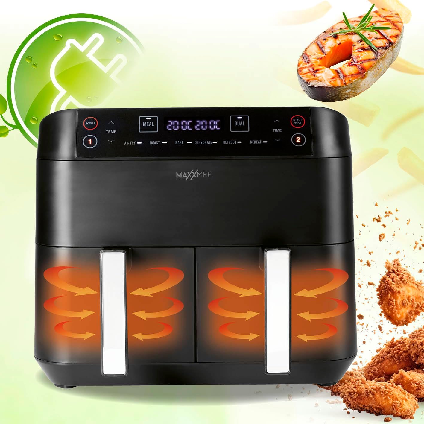 MAXXMEE Friggitrice ad Aria Calda Doppio Cestello 7,6L - immagine 5