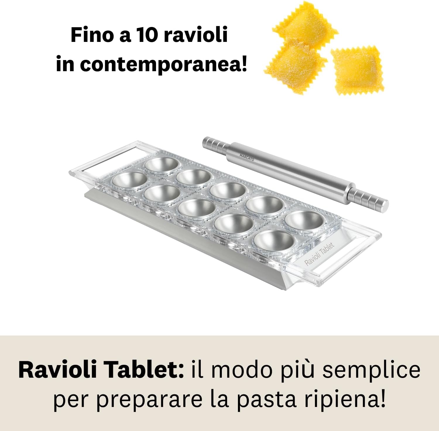 Marcato Stampo per Ravioli Quadrati 50mm, Argento - immagine 3