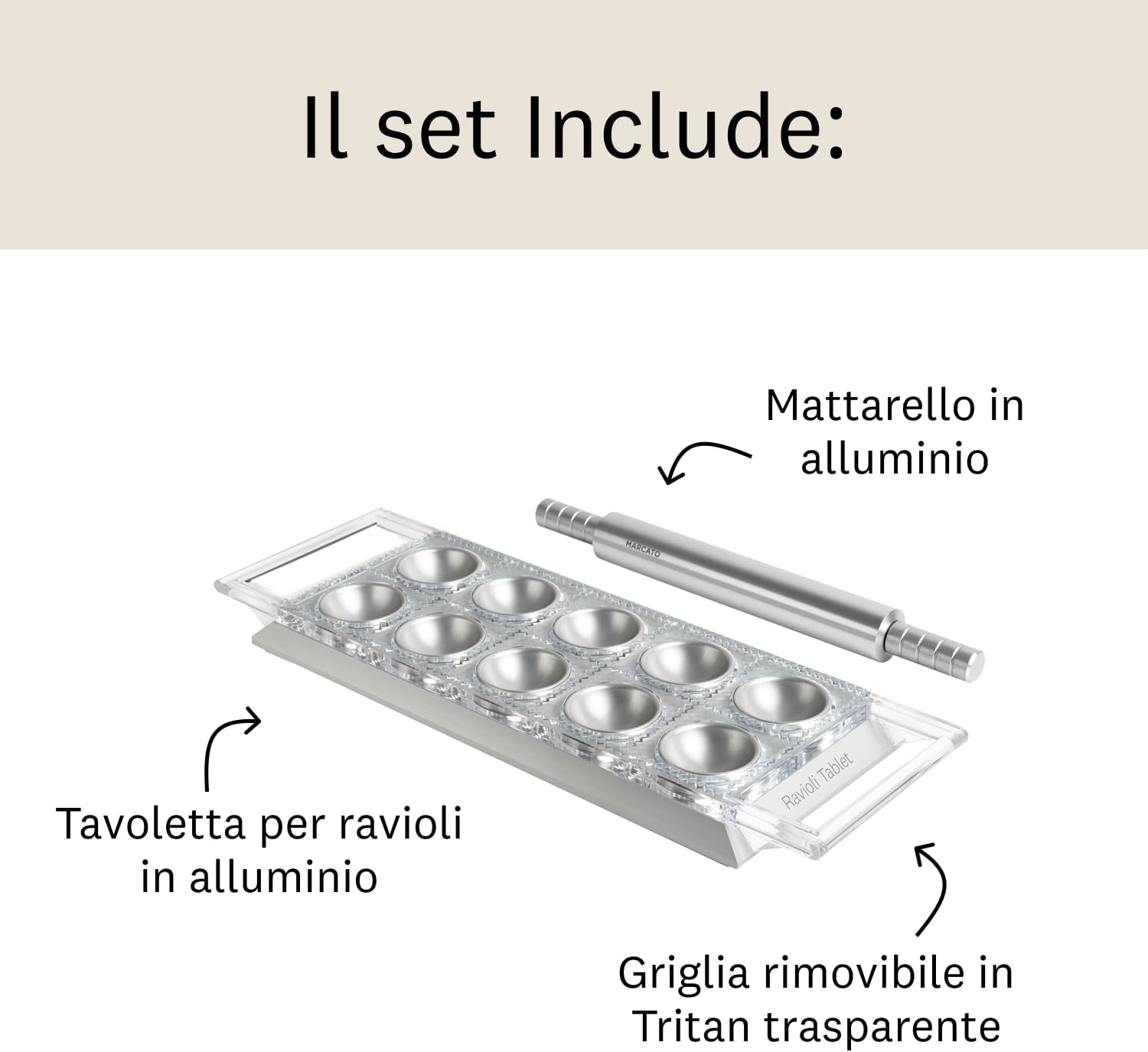 Marcato Stampo per Ravioli Quadrati 50mm, Argento - immagine 5