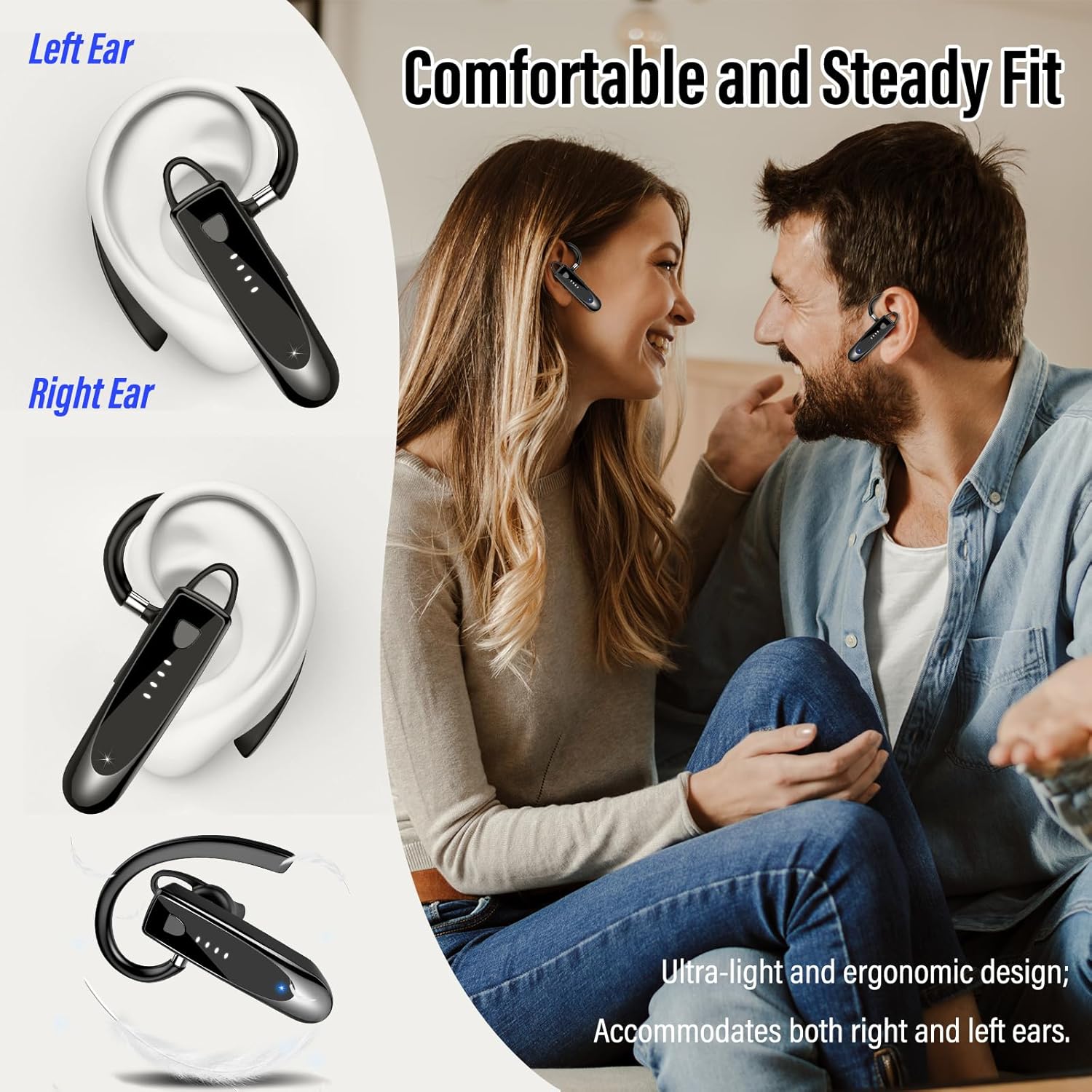 Cuffie Bluetooth Wireless Vivavoce 20h, Nero - immagine 4