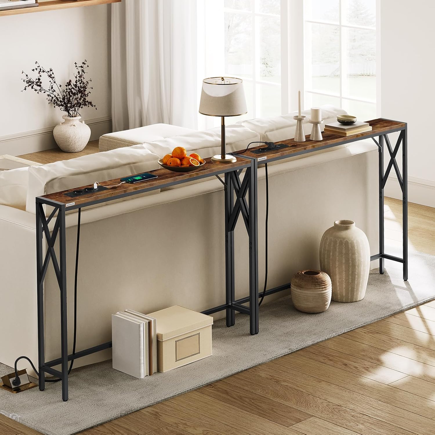 Mahancris Set 2 Tavoli Console con Stazione Ricarica - immagine 6