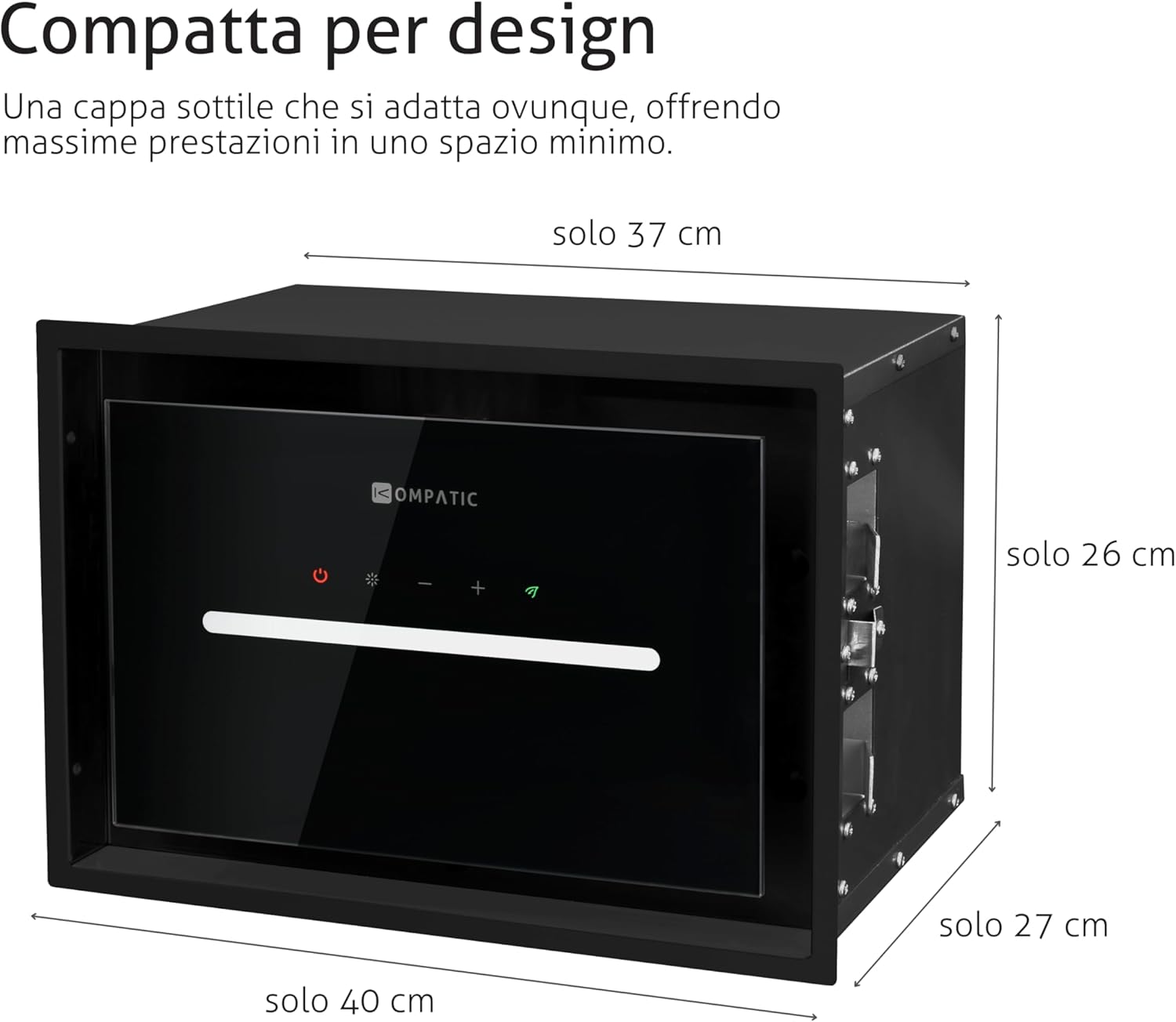 Kompatic HANA 40 KPHN40BIB - Cappa Aspirante 40 cm, Classe A++ - immagine 8