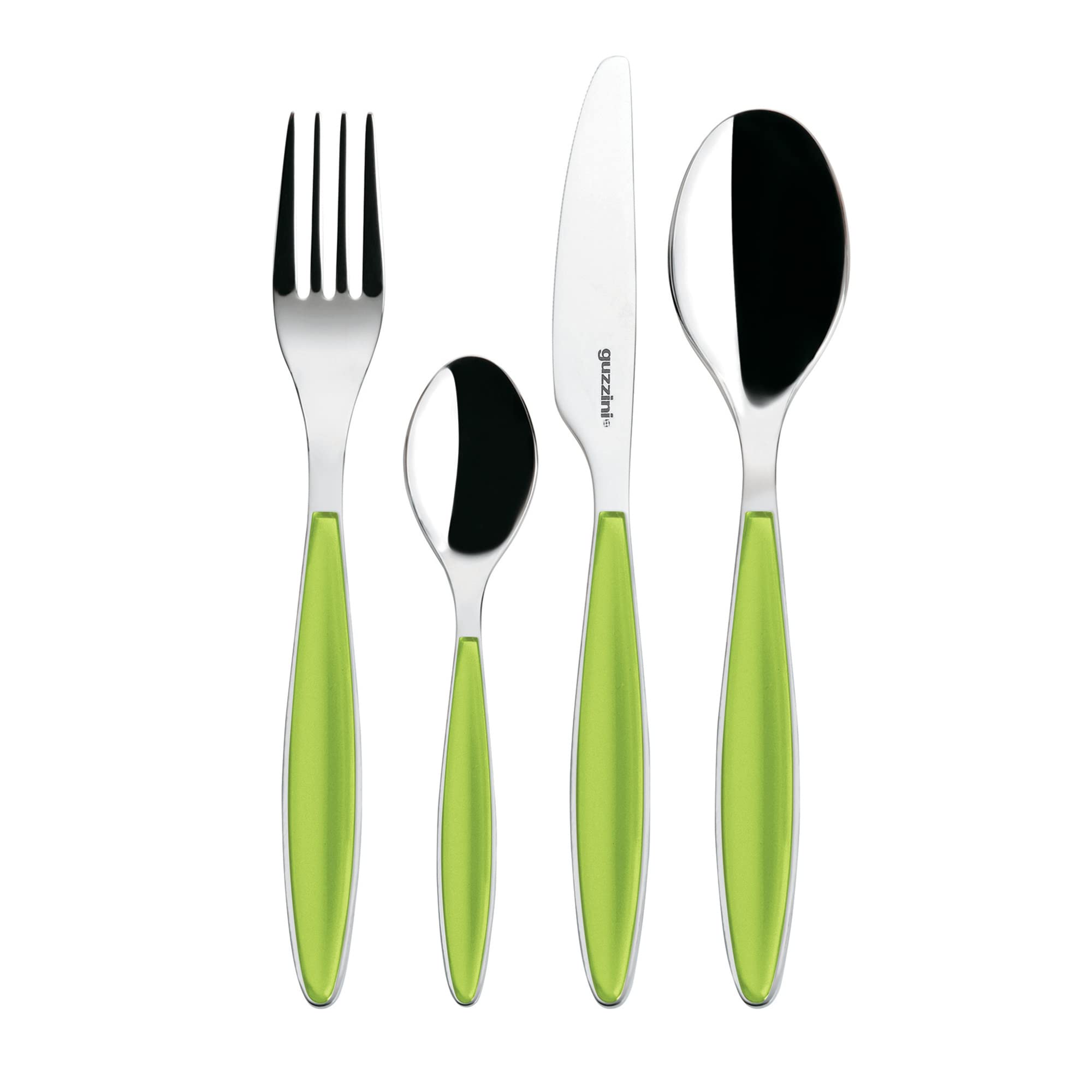 Guzzini - Feeling, Set 24 Posate Colorate - Verde Mela, 15.8 x 7.5 x h25.5 cm - 23000084