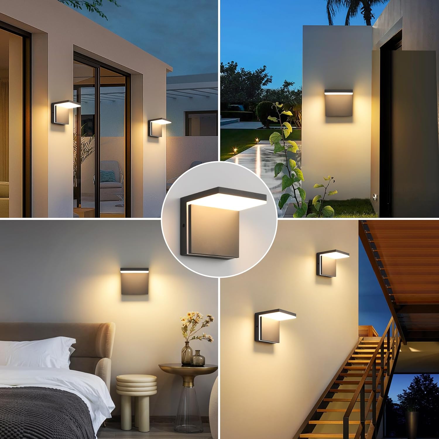 Lampada da Parete per Interno/Esterno 12W Nera - immagine 2