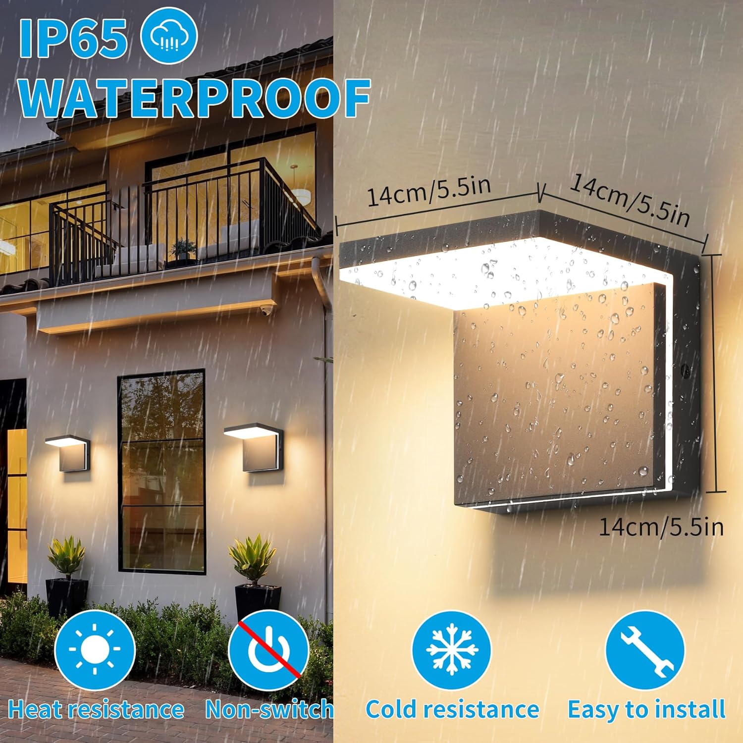 Lampada da Parete per Interno/Esterno 12W Nera - immagine 3