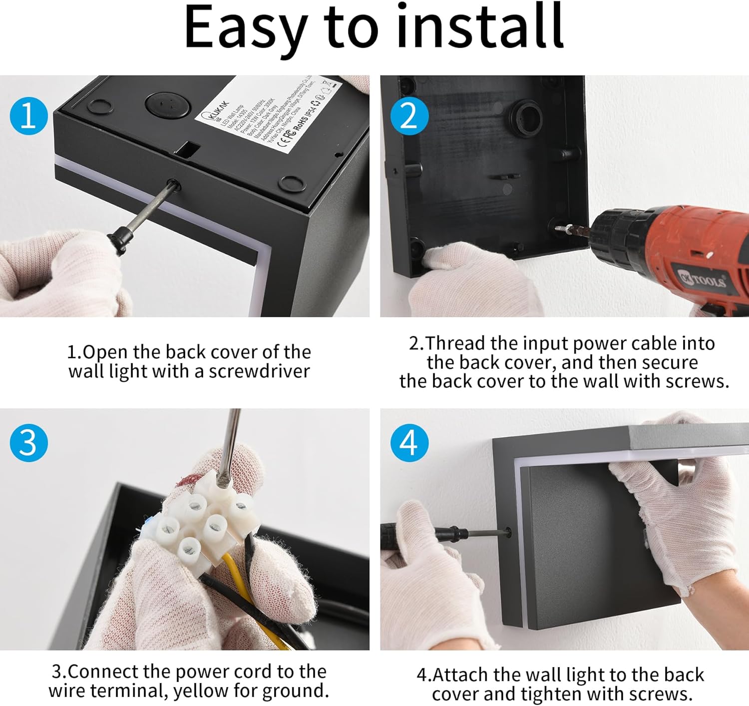 Lampada da Parete per Interno/Esterno 12W Nera - immagine 8