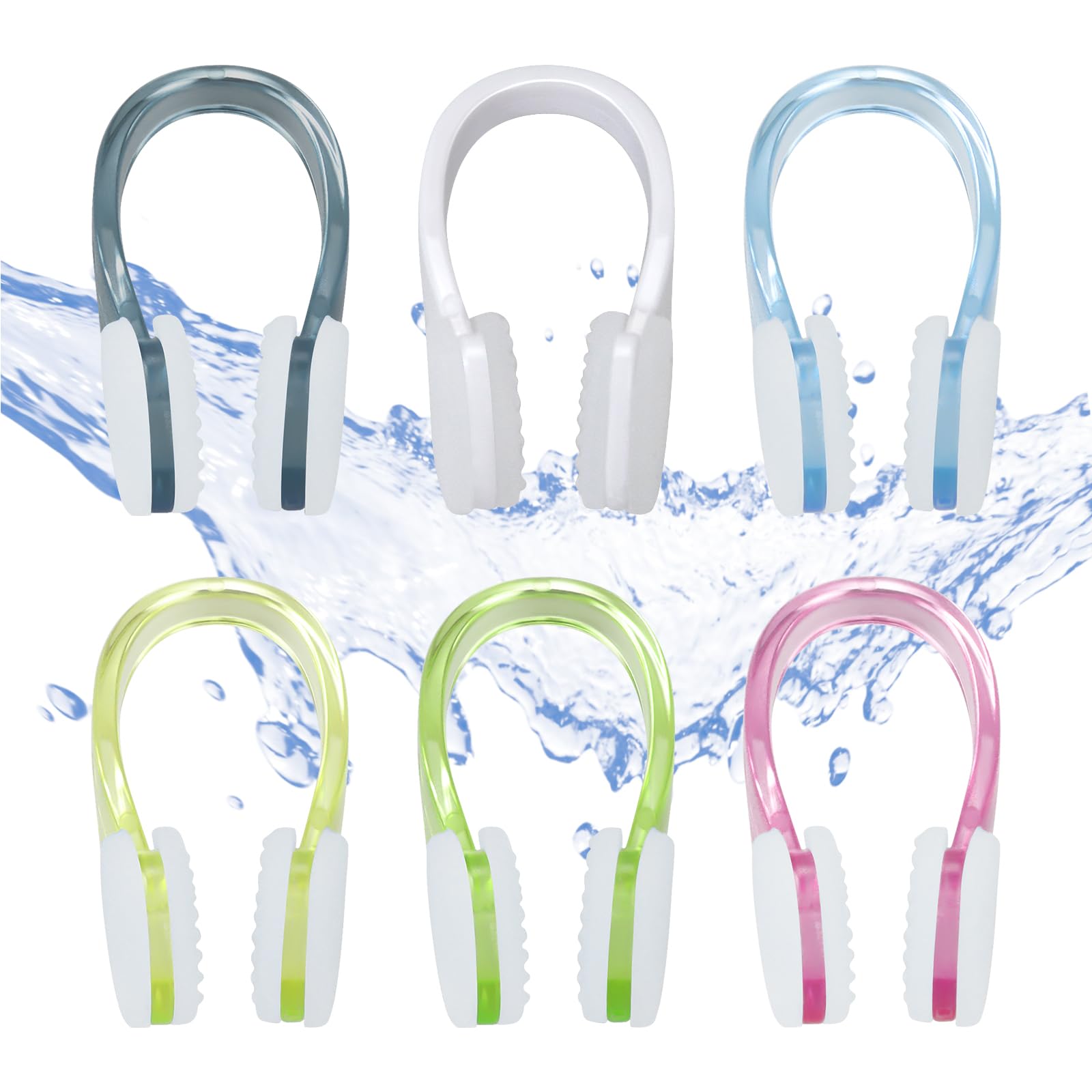 6PCS Tappa Naso Nuoto, Clip per Naso da Nuoto con Scatola Portaoggetti, Tappi Naso Nuoto Clip per Adulti Bambini Principianti, Allenamento per Sport Acquatici (6 Colori)