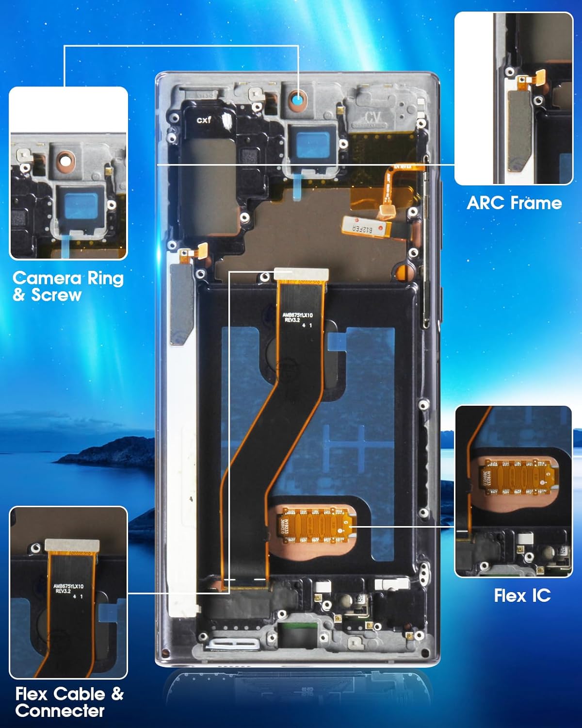 OLED per Samsung Note 10 Plus (6.8"), Nero con Cornice - immagine 7