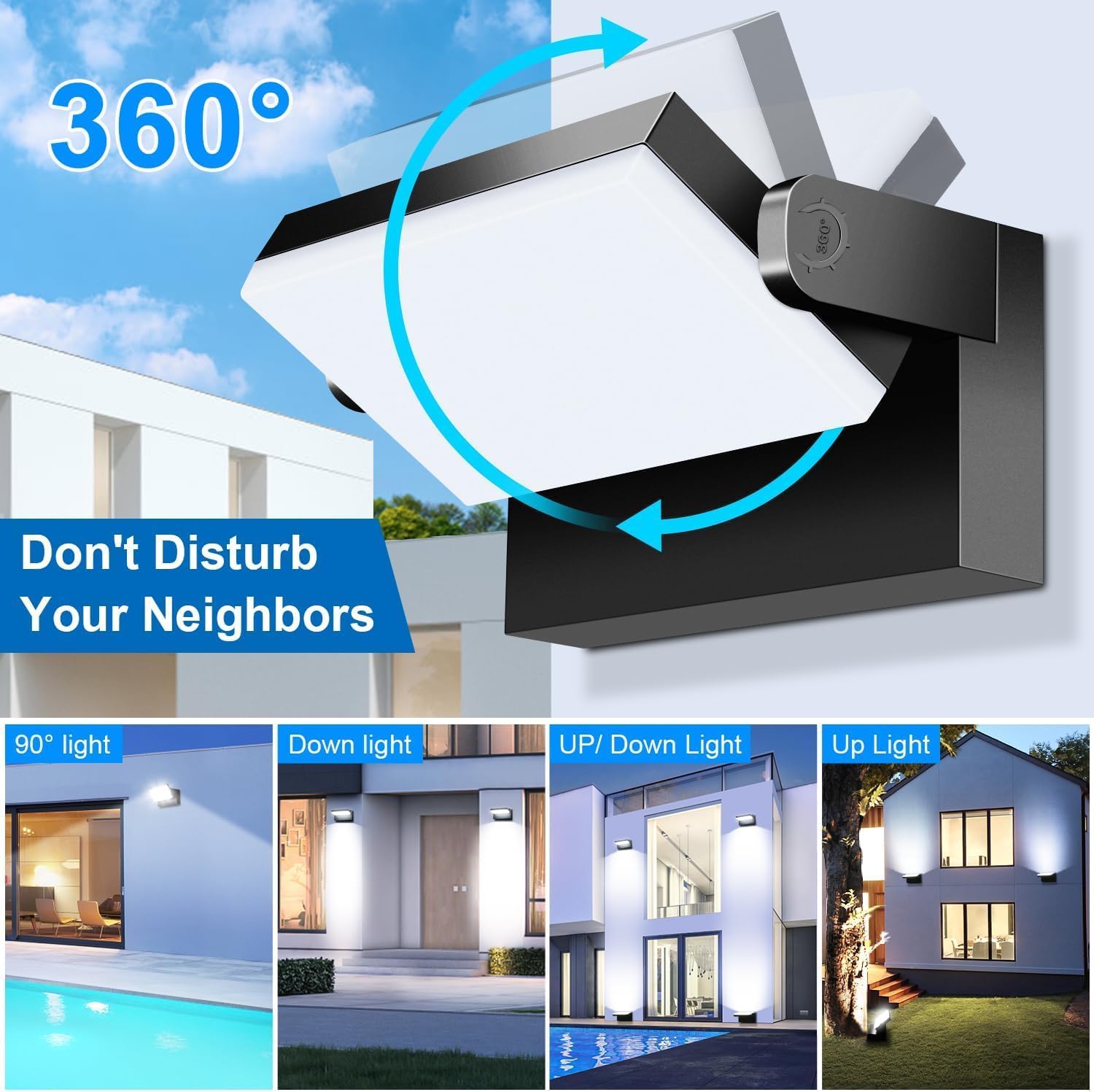 Ledmo Applique da Parete Esterno/Interno 60W, Nera - immagine 3