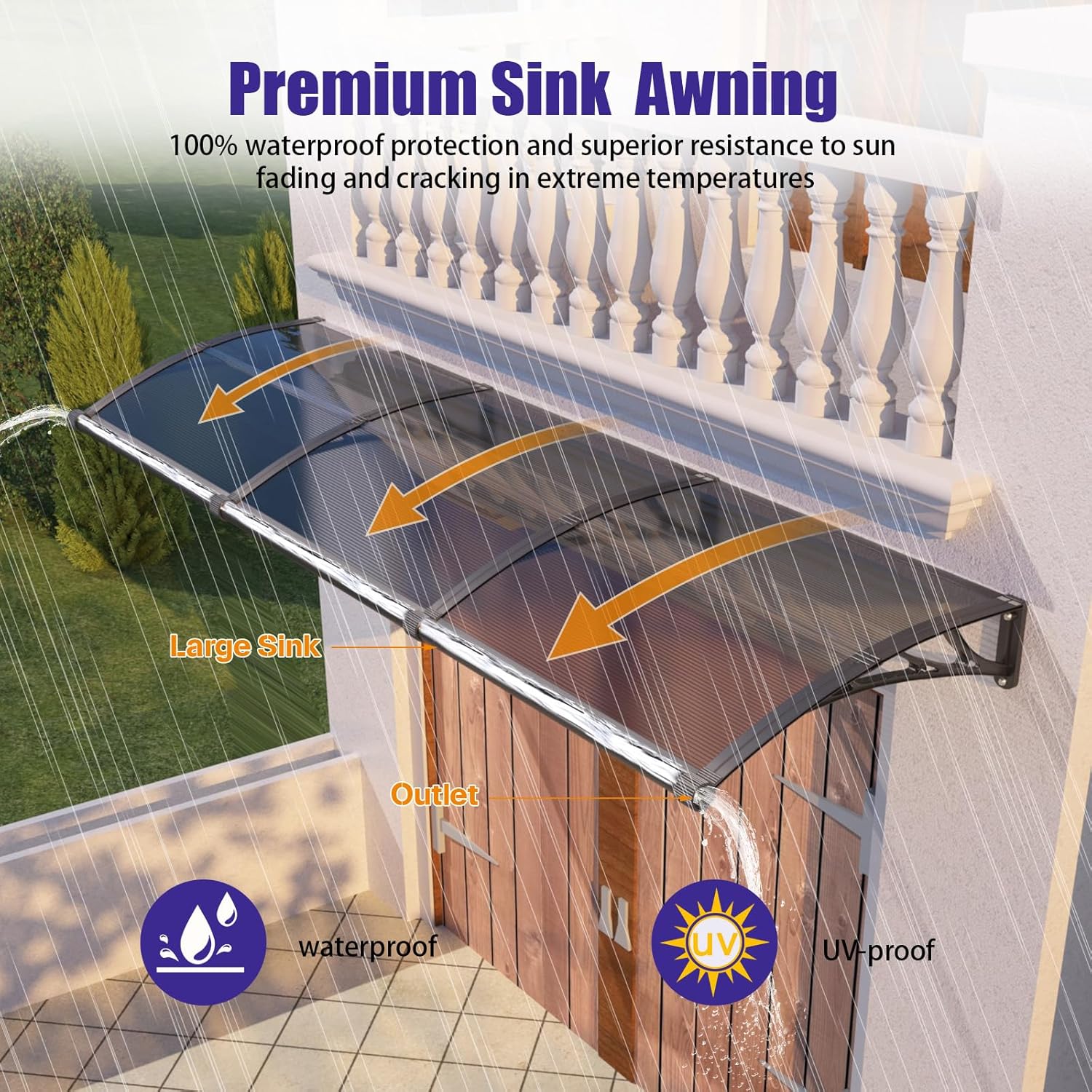 Pensilina da Esterno 80x150 cm in Policarbonato - immagine 3