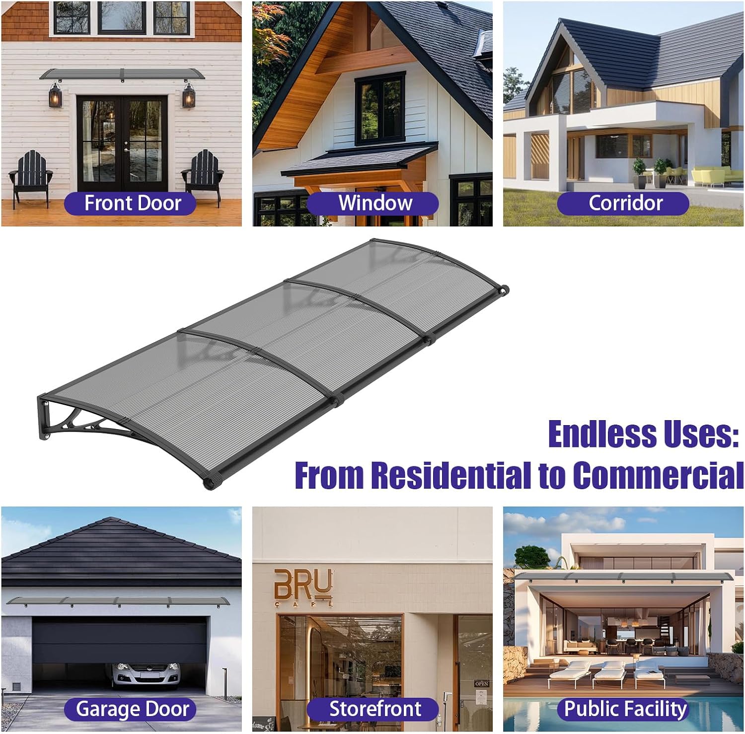 Pensilina da Esterno 80x150 cm in Policarbonato - immagine 7