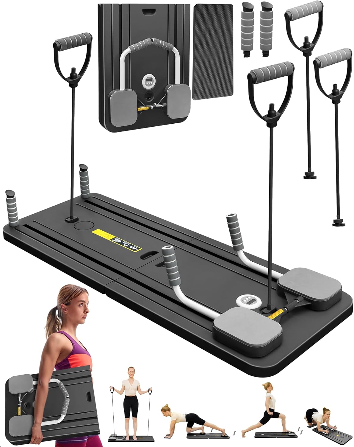 Tavola Riformatrice Pilates Portatile Pieghevole, Nera - immagine 1