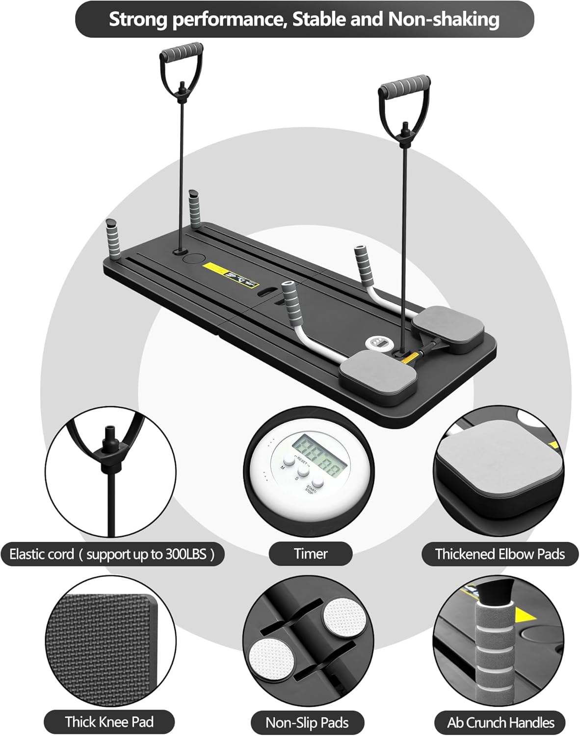 Tavola Riformatrice Pilates Portatile Pieghevole, Nera - immagine 3