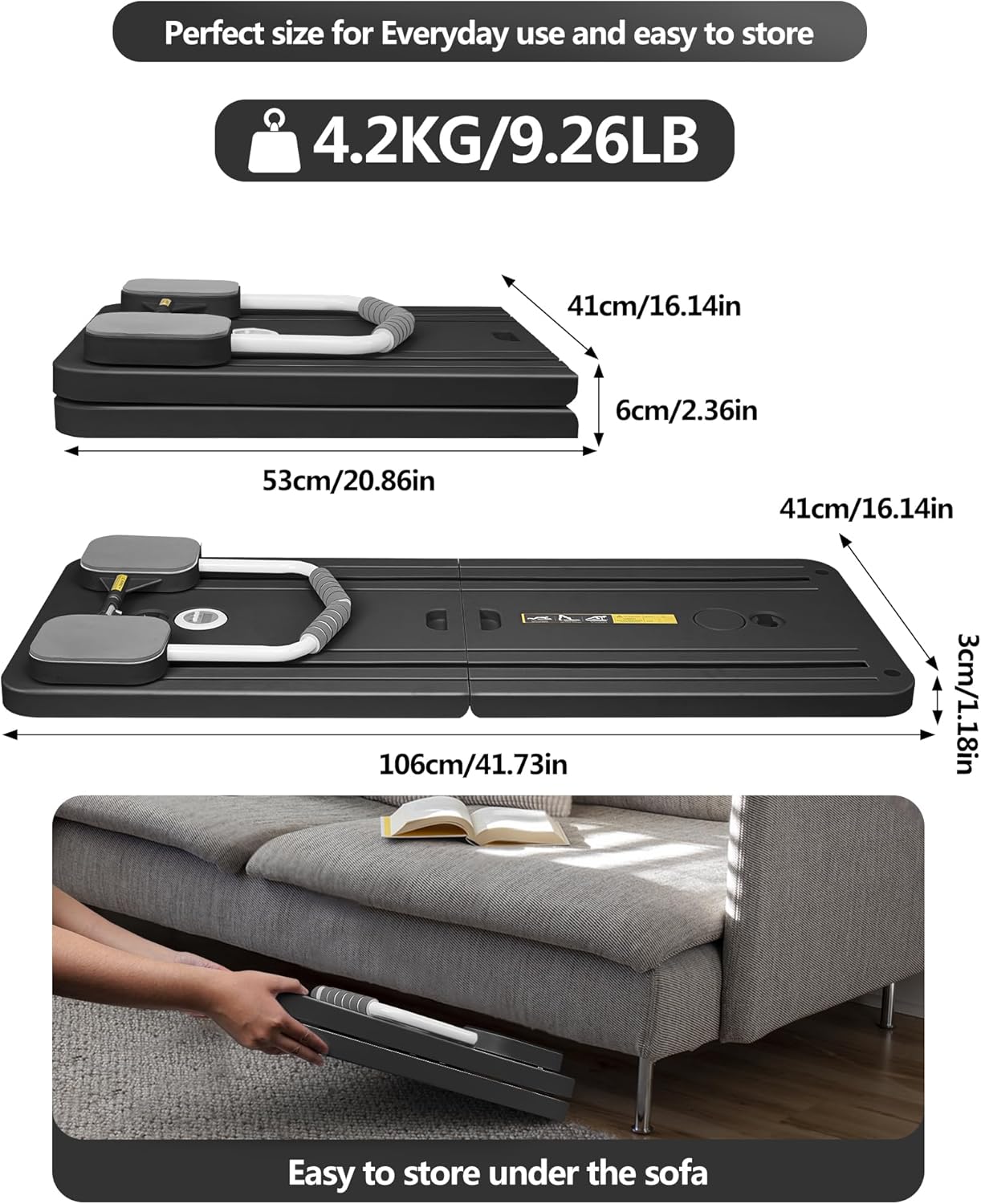 Tavola Riformatrice Pilates Portatile Pieghevole, Nera - immagine 4