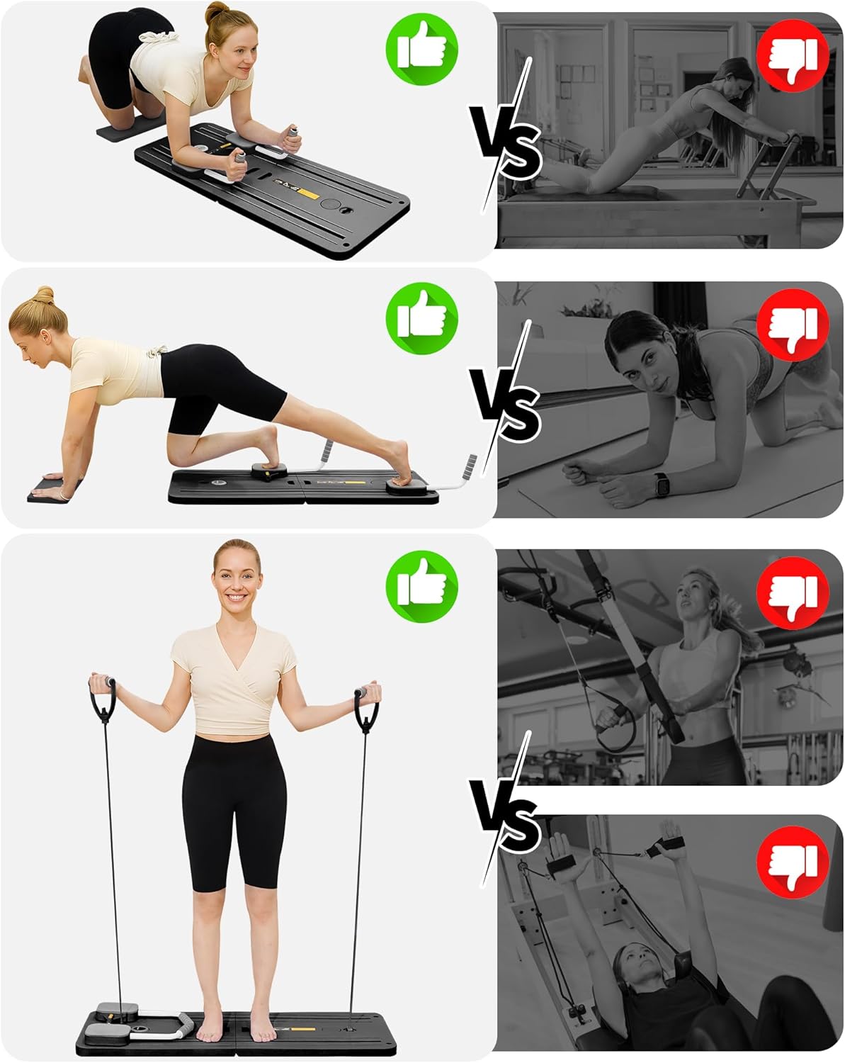 Tavola Riformatrice Pilates Portatile Pieghevole, Nera - immagine 6