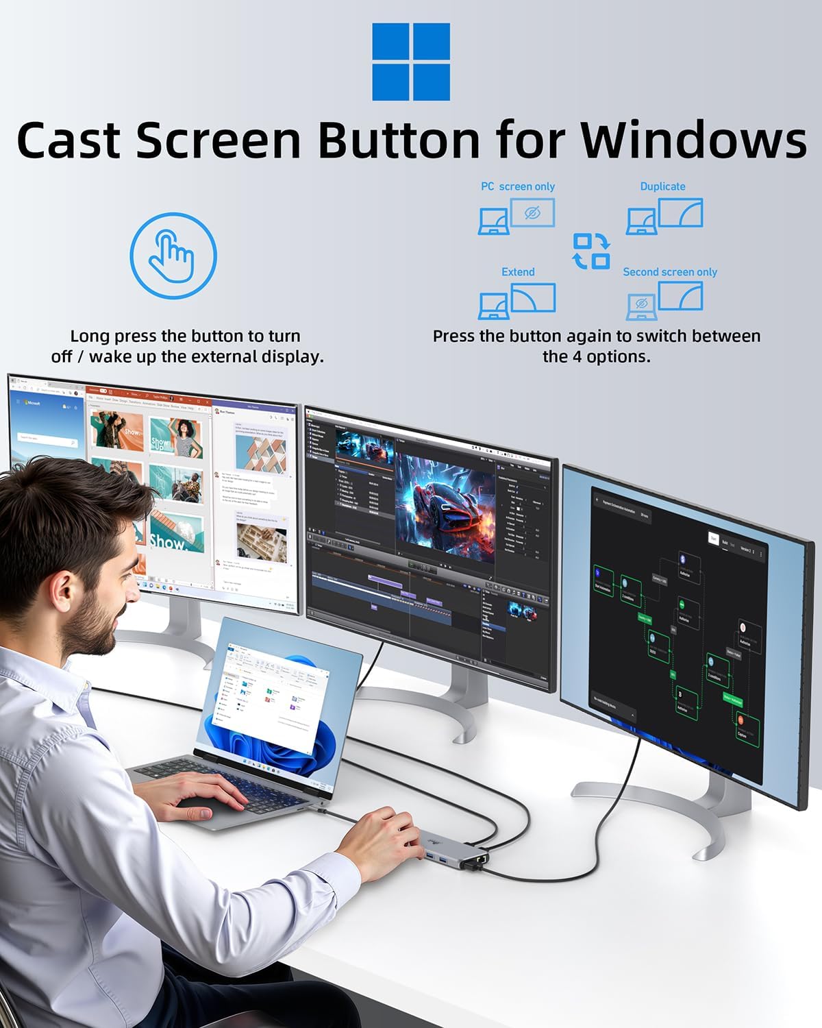 Docking Station USB-C Triple Display 13 in 1 10G - immagine 8