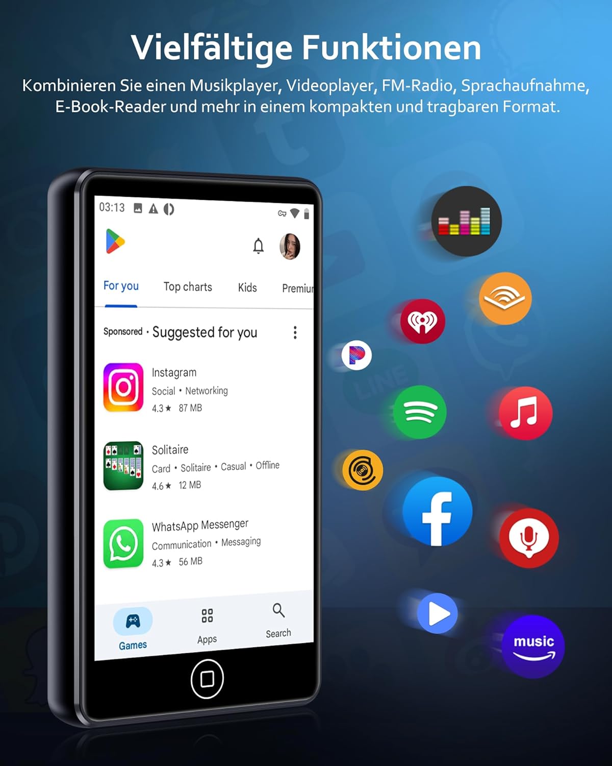 Lettore MP3 80GB con Wi-Fi e Bluetooth, Nero - immagine 3