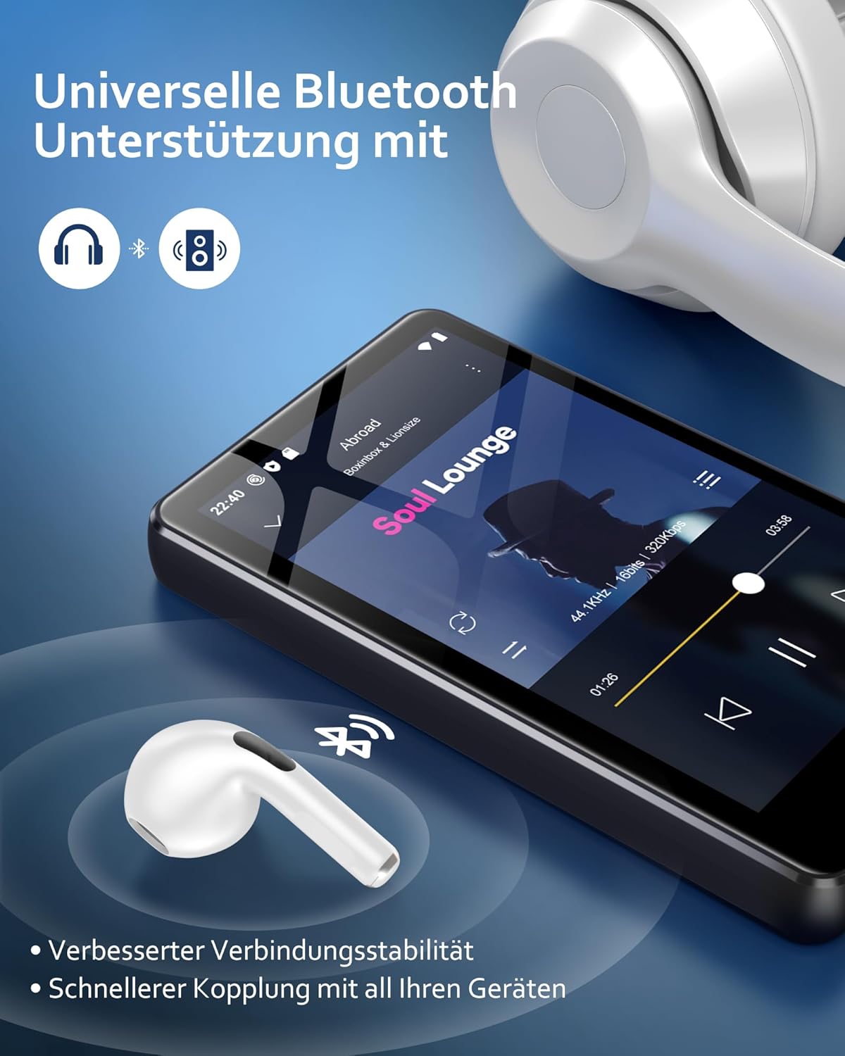 Lettore MP3 80GB con Wi-Fi e Bluetooth, Nero - immagine 4