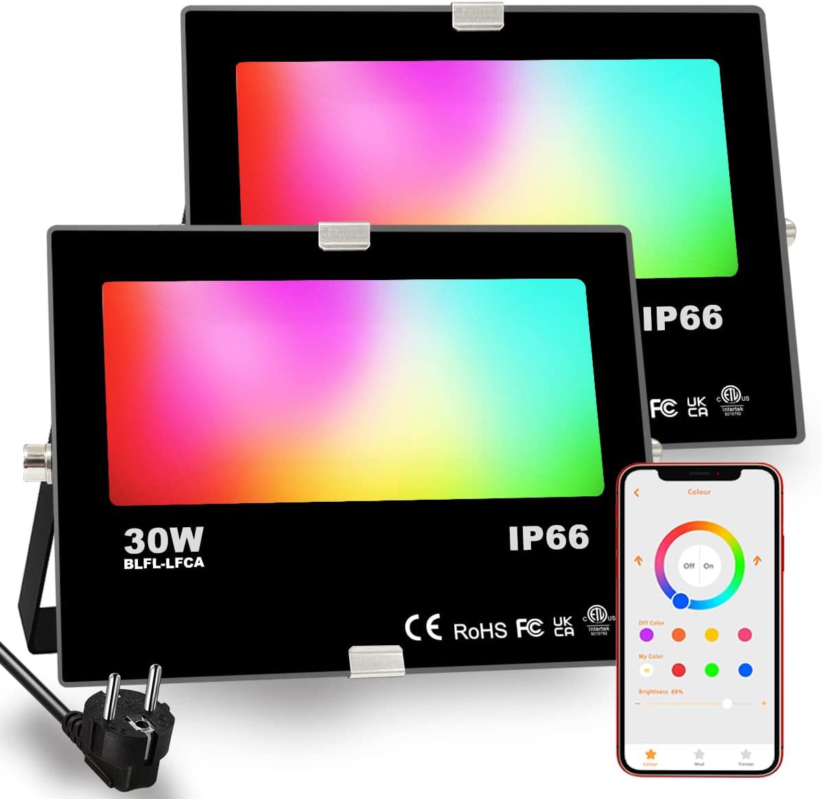 Ilc Faretto Esterno LED 30W RGBW IP66 (2 pz) - immagine 1