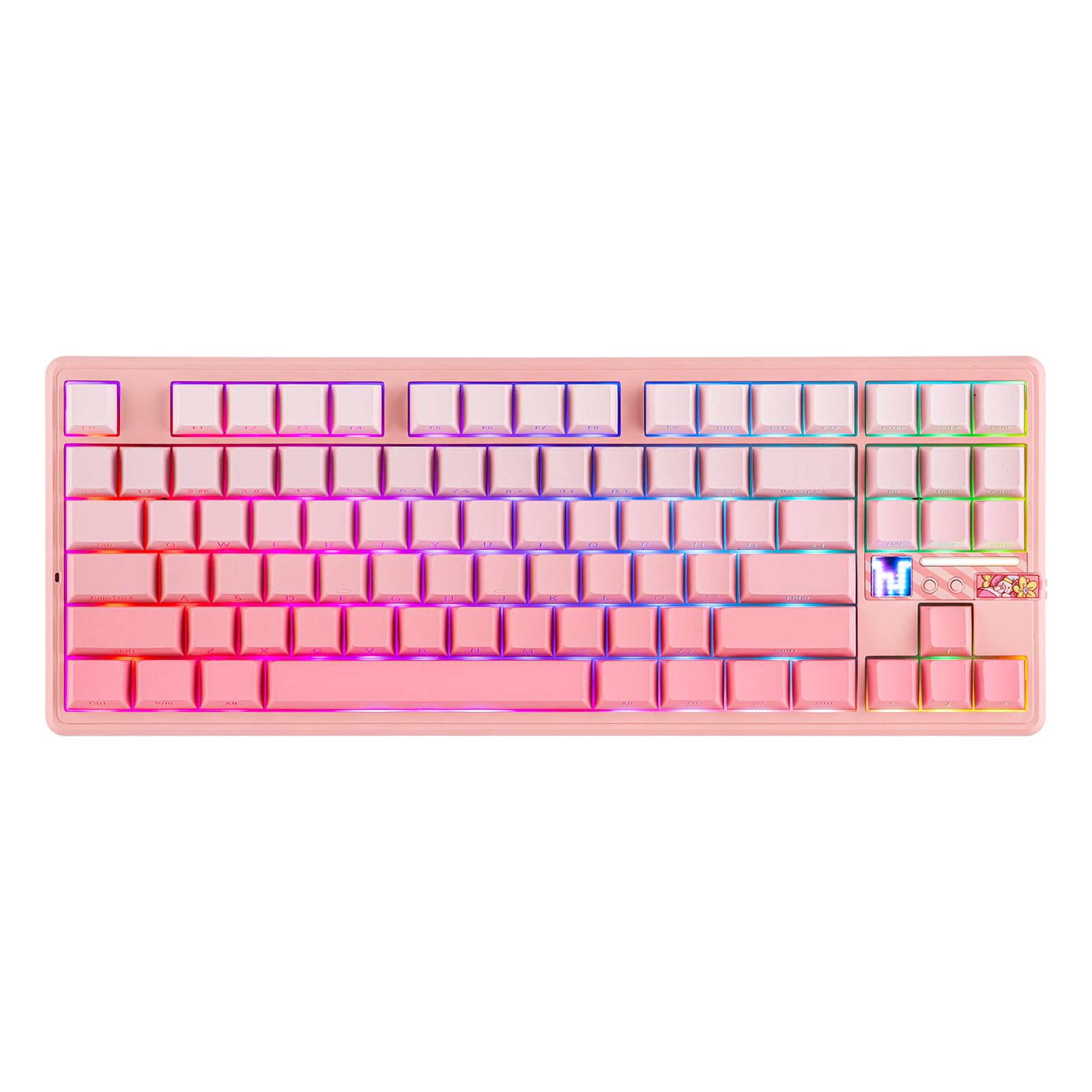 Mechlands Aula F87 PRO V2 - Tastiera Gaming Wireless, Rosa