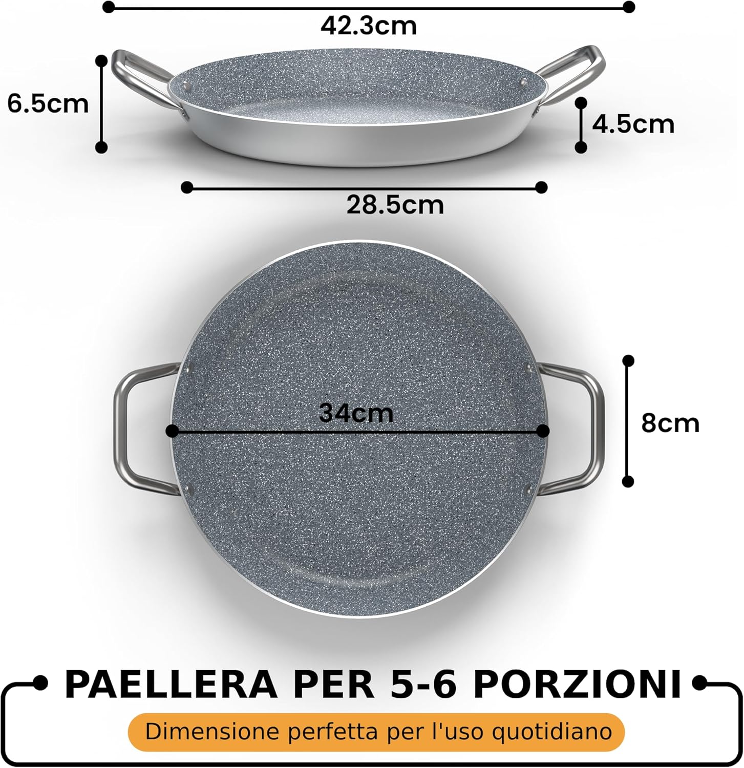 Padella per Paella 34 cm in Alluminio Antiaderente - immagine 2