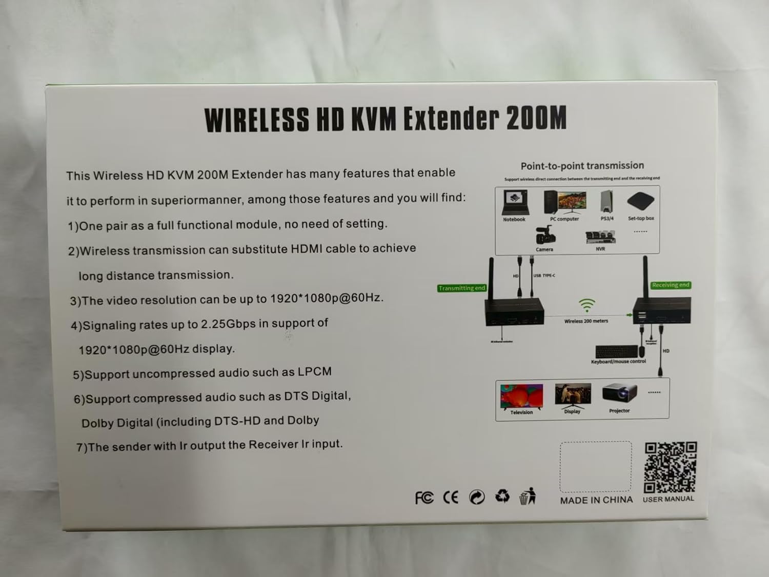 Extender KVM Wireless HDMI 200M 1080p 60Hz - immagine 3