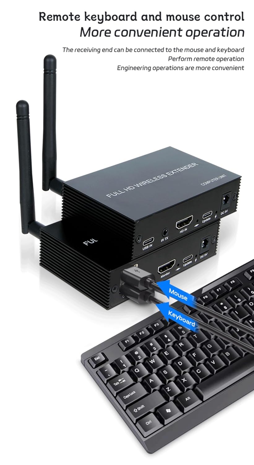 Extender KVM Wireless HDMI 200M 1080p 60Hz - immagine 6