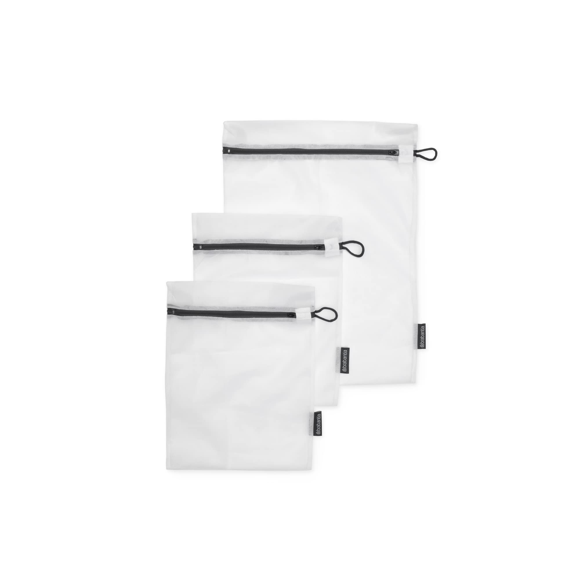 Brabantia - Sacca per il Lavaggio dei Capi Delicati - Sacchetto Protettivo in Rete per il Bucato per i Capi - Copertura Speciale a Strappo - Set di 3 in 2 Misure - White - 33 x 25 cm / 45 x 33 cm