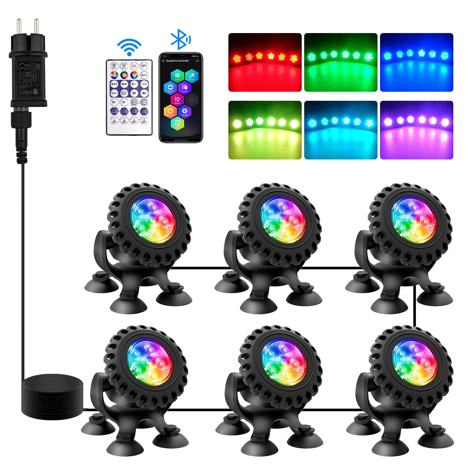 Natpow Luci Sommergibili Piscina RGB 6 in 1