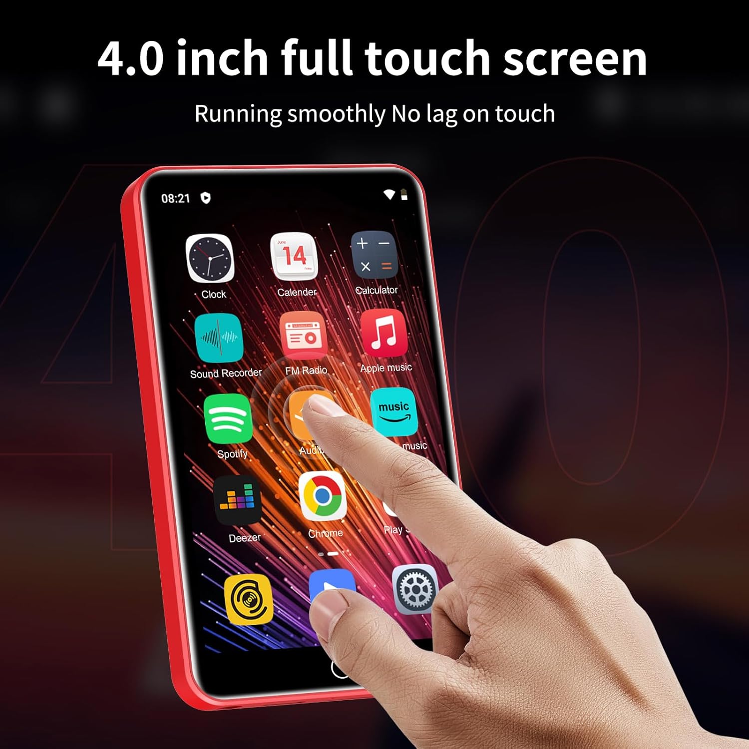 Zaqe Lettore MP3 80GB con Spotify e Bluetooth, Rosso - immagine 4