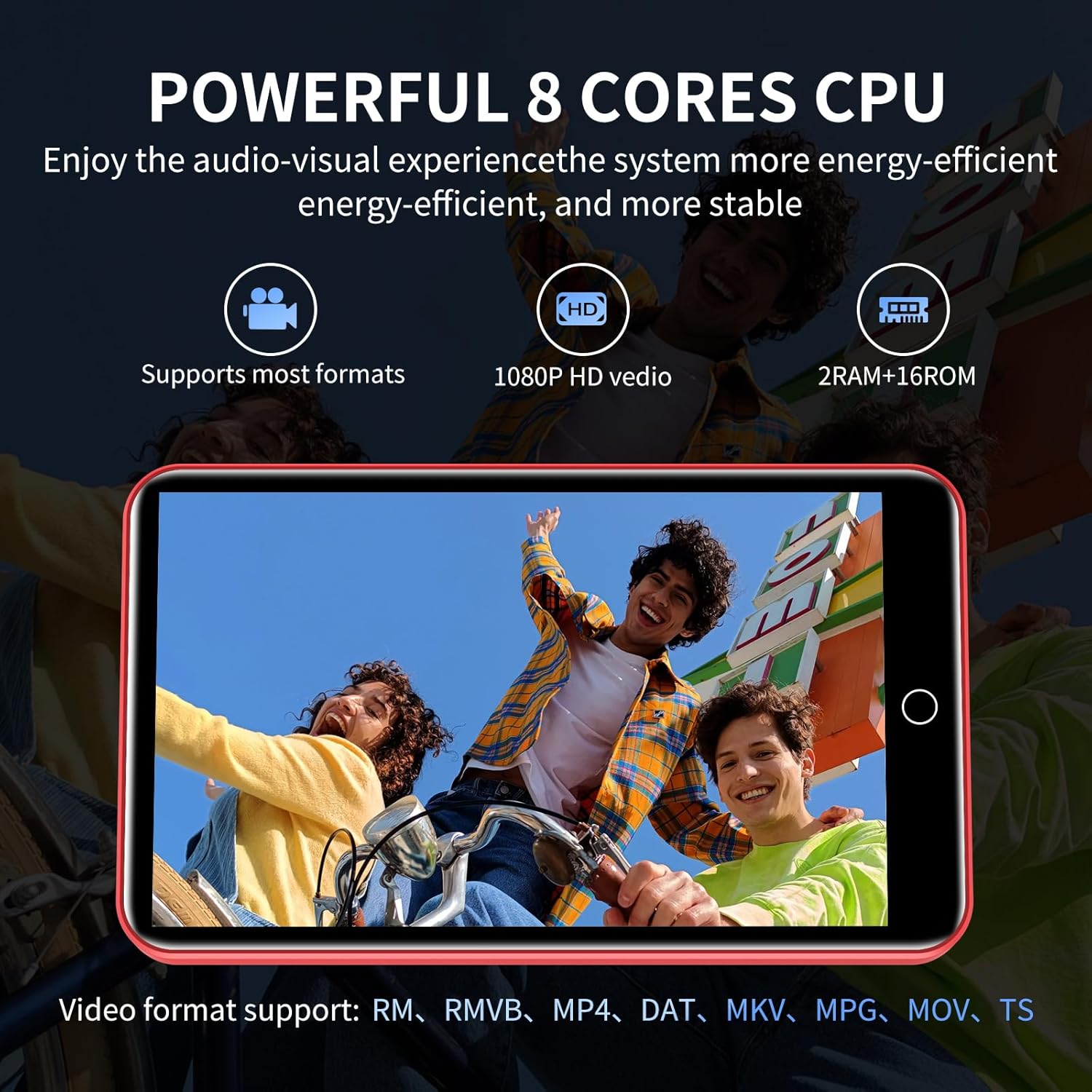 Zaqe Lettore MP3 80GB con Spotify e Bluetooth, Rosso - immagine 5