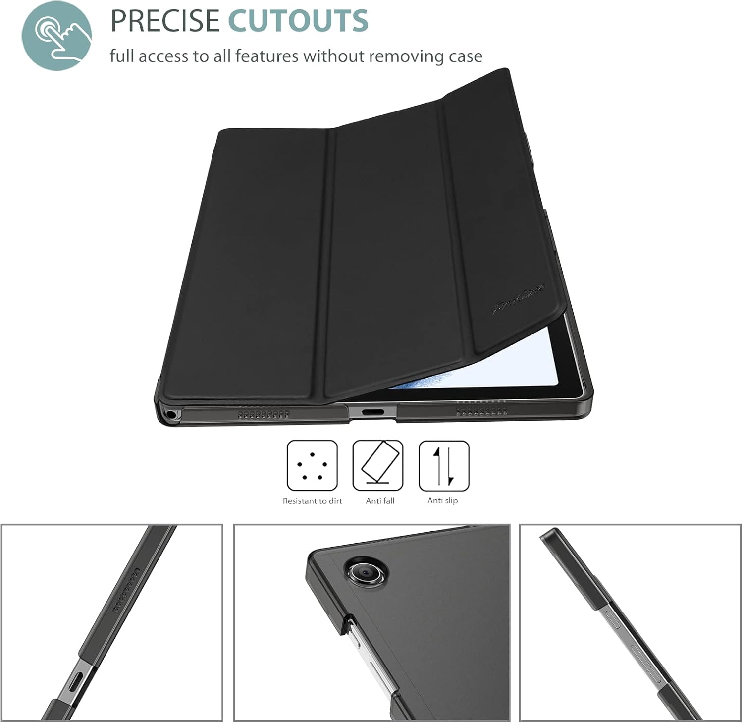 Procase Smart Cover per Galaxy Tab A8 10.5" 2021, Nero - immagine 3