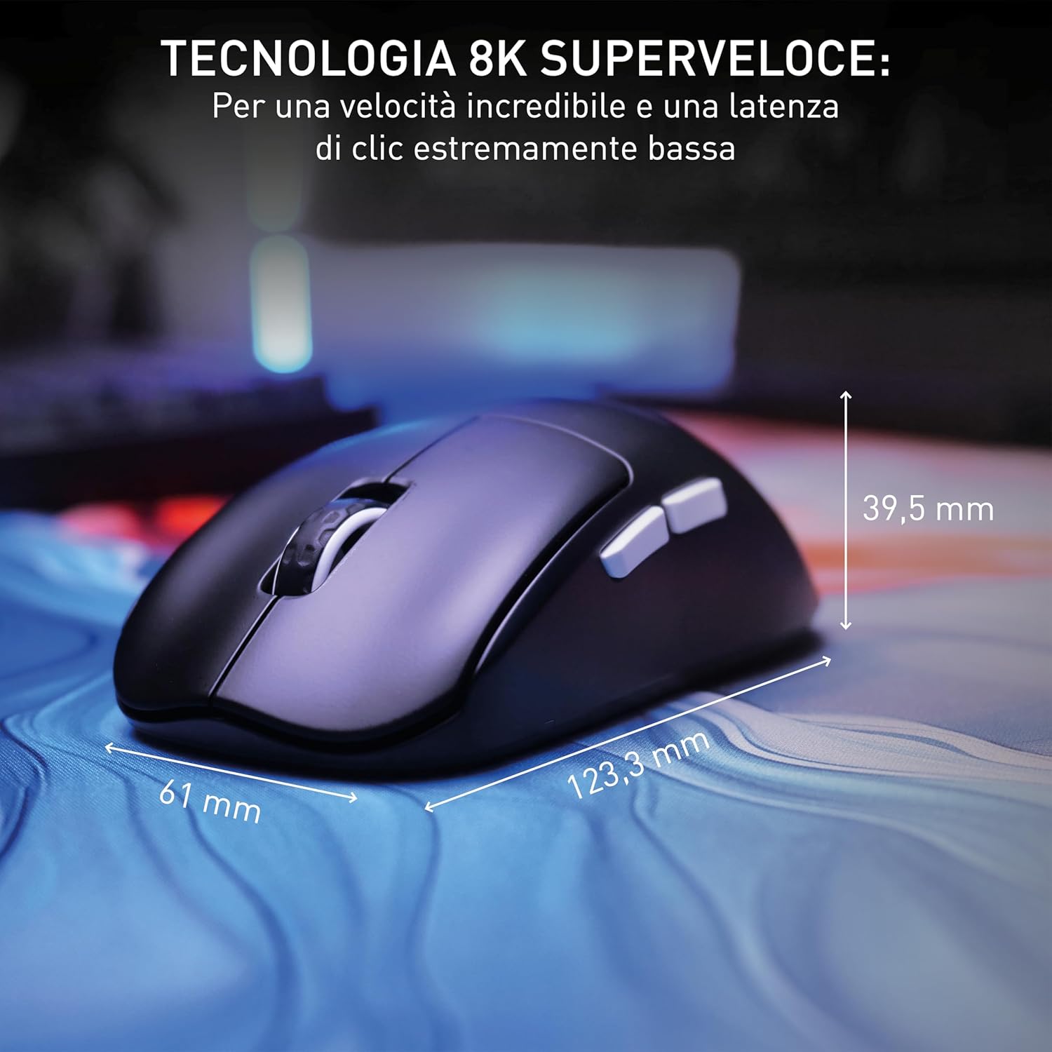 Cherry Xtrfy M68 Pro Wireless - Mouse Gaming 8K, Nero - immagine 2