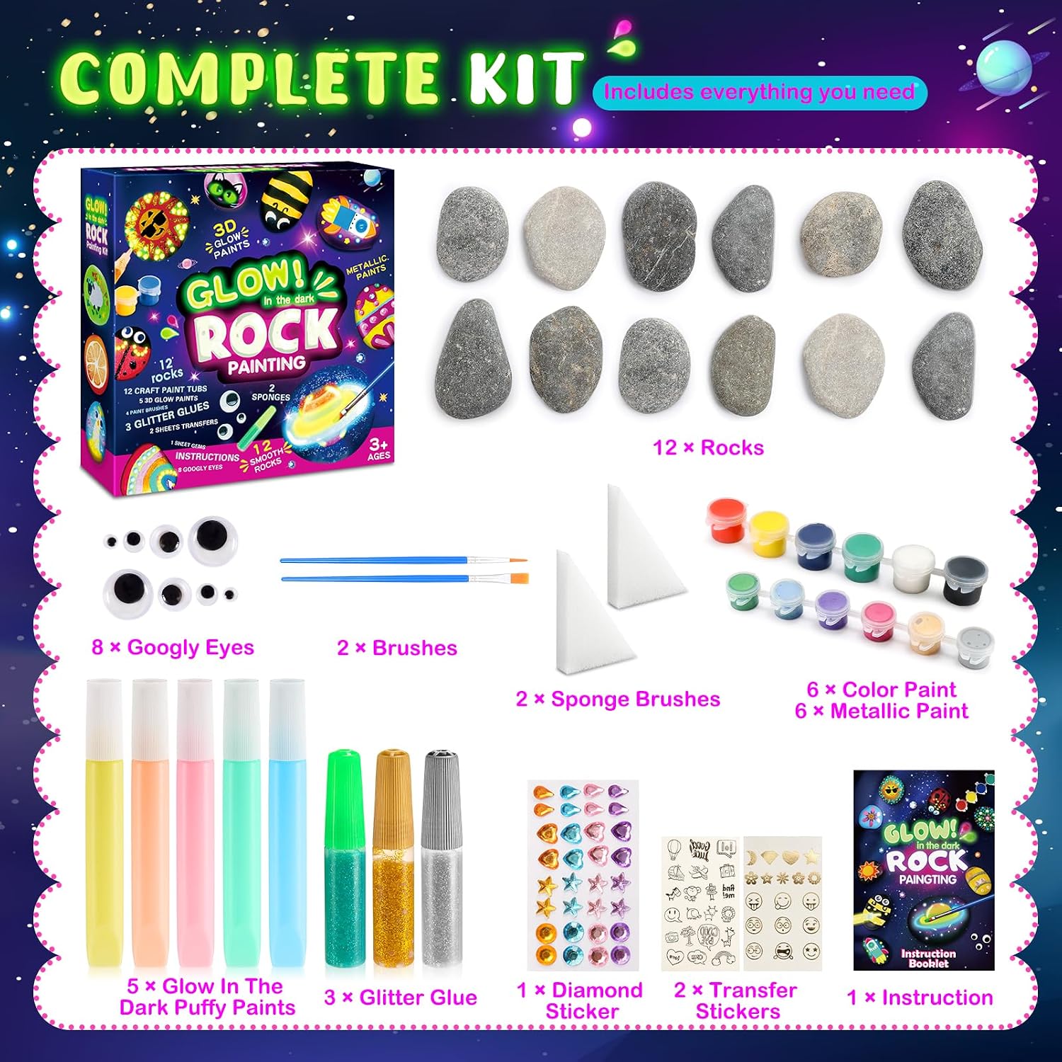 Wootoyz Sassi da Dipingere - Kit Pittura Bambini | Velz