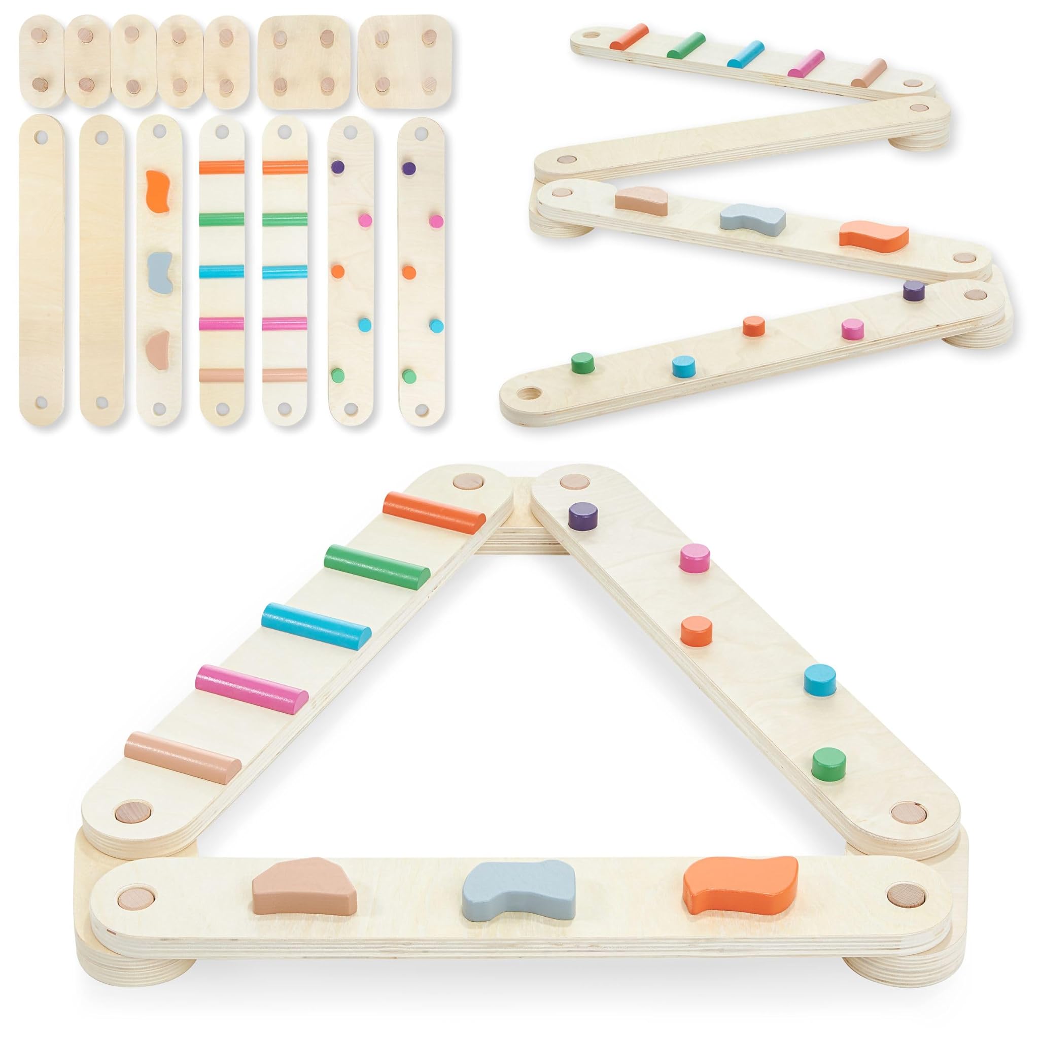 Mamabrum Pista di Equilibrio Sensoriale in Legno 14 Elementi