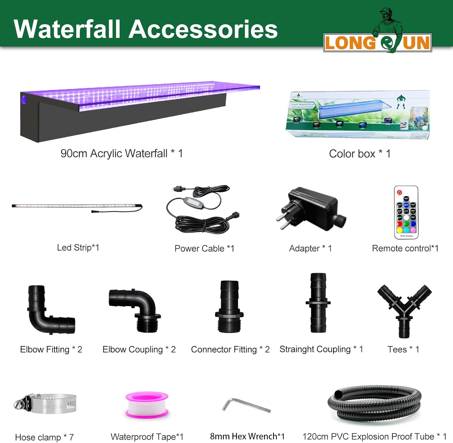 Longrun Fontane Cascata Piscina 90cm con LED - immagine 2